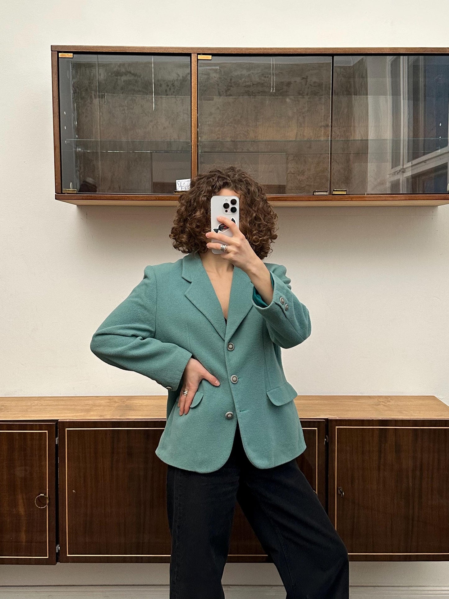 Vintage 90s wool blazer in blue (aquamarine)