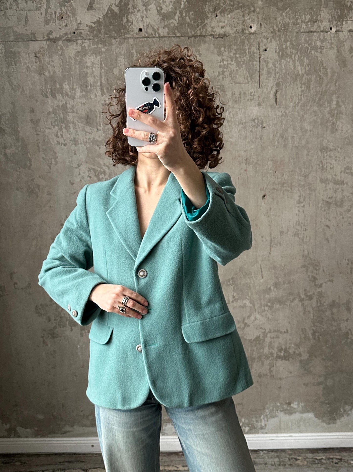 Vintage 90s wool blazer in blue (aquamarine)