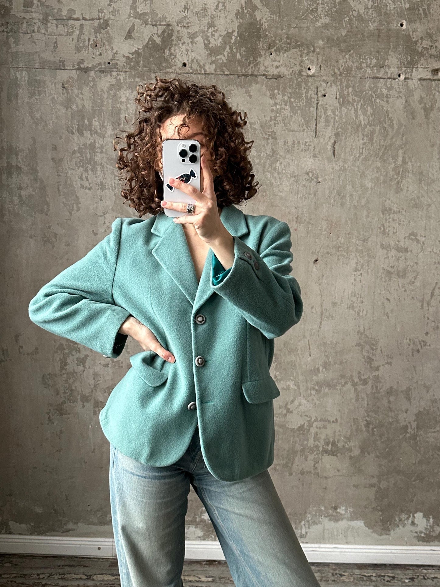 Vintage 90s wool blazer in blue (aquamarine)