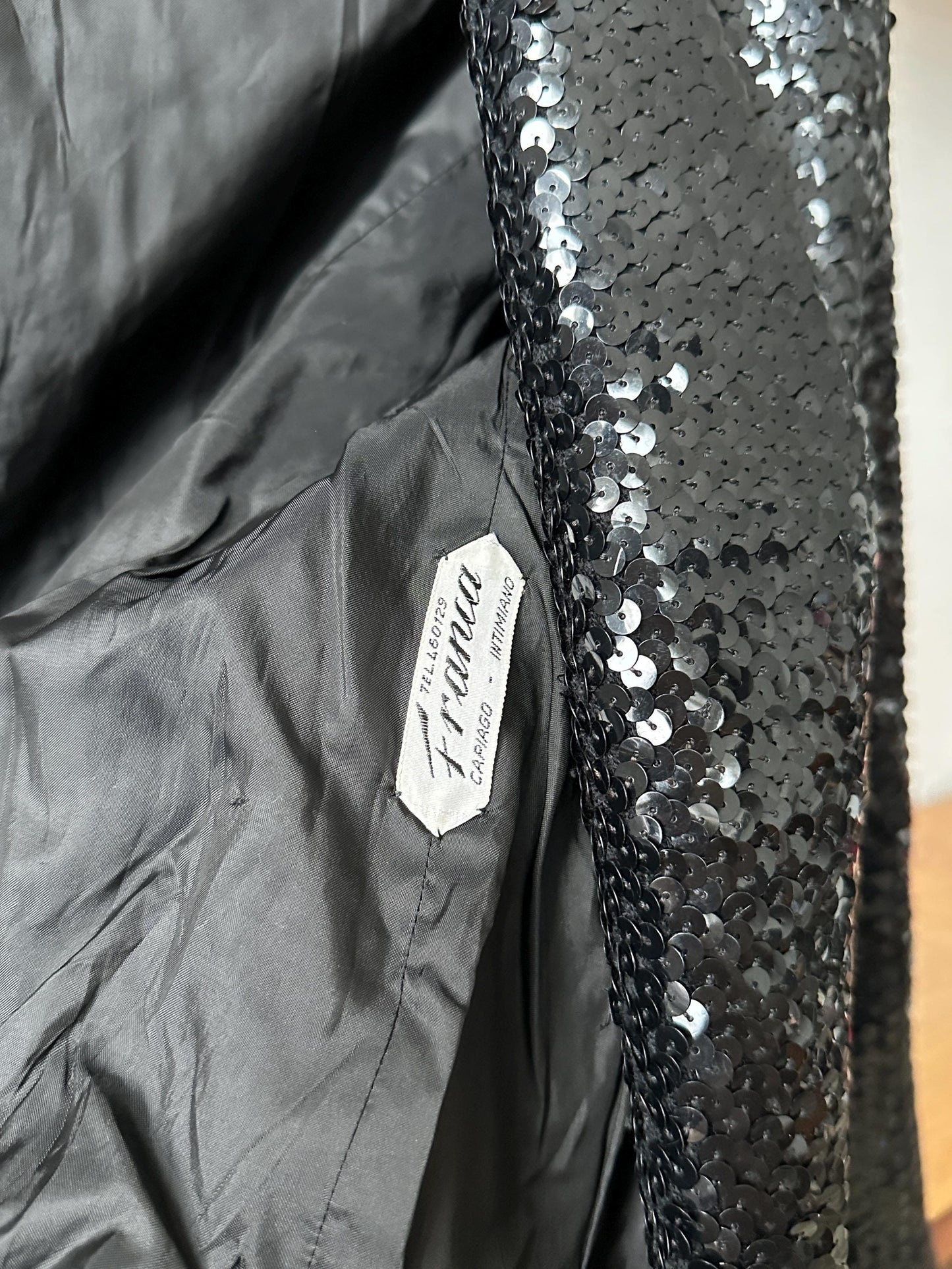 Vintage 90s Sparkle Sequin Party Evening Blazer In Black