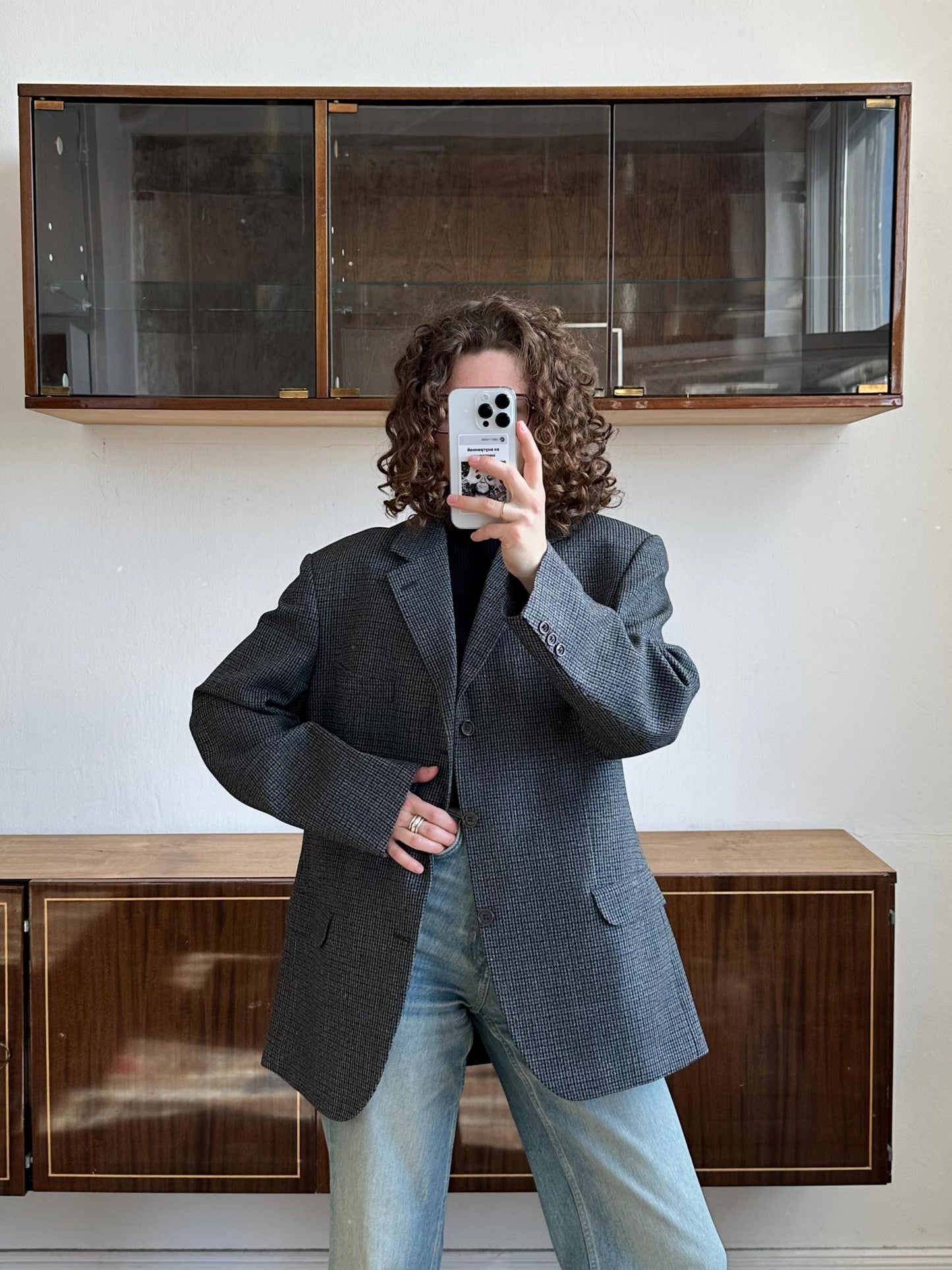 Vintage 90s grey checked blazer