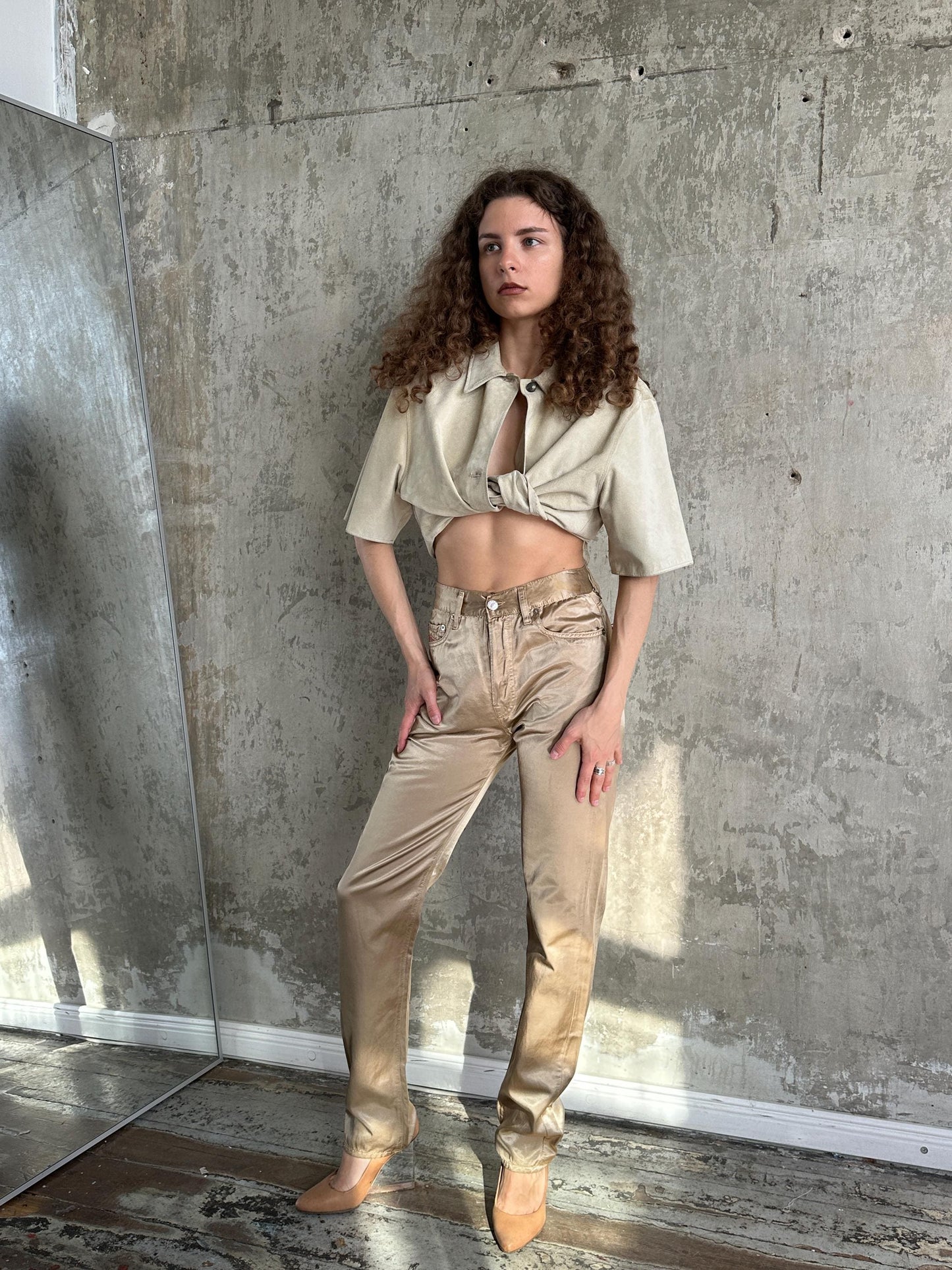 Vintage Diesel Straight Leg Gold Trousers I Waist 28