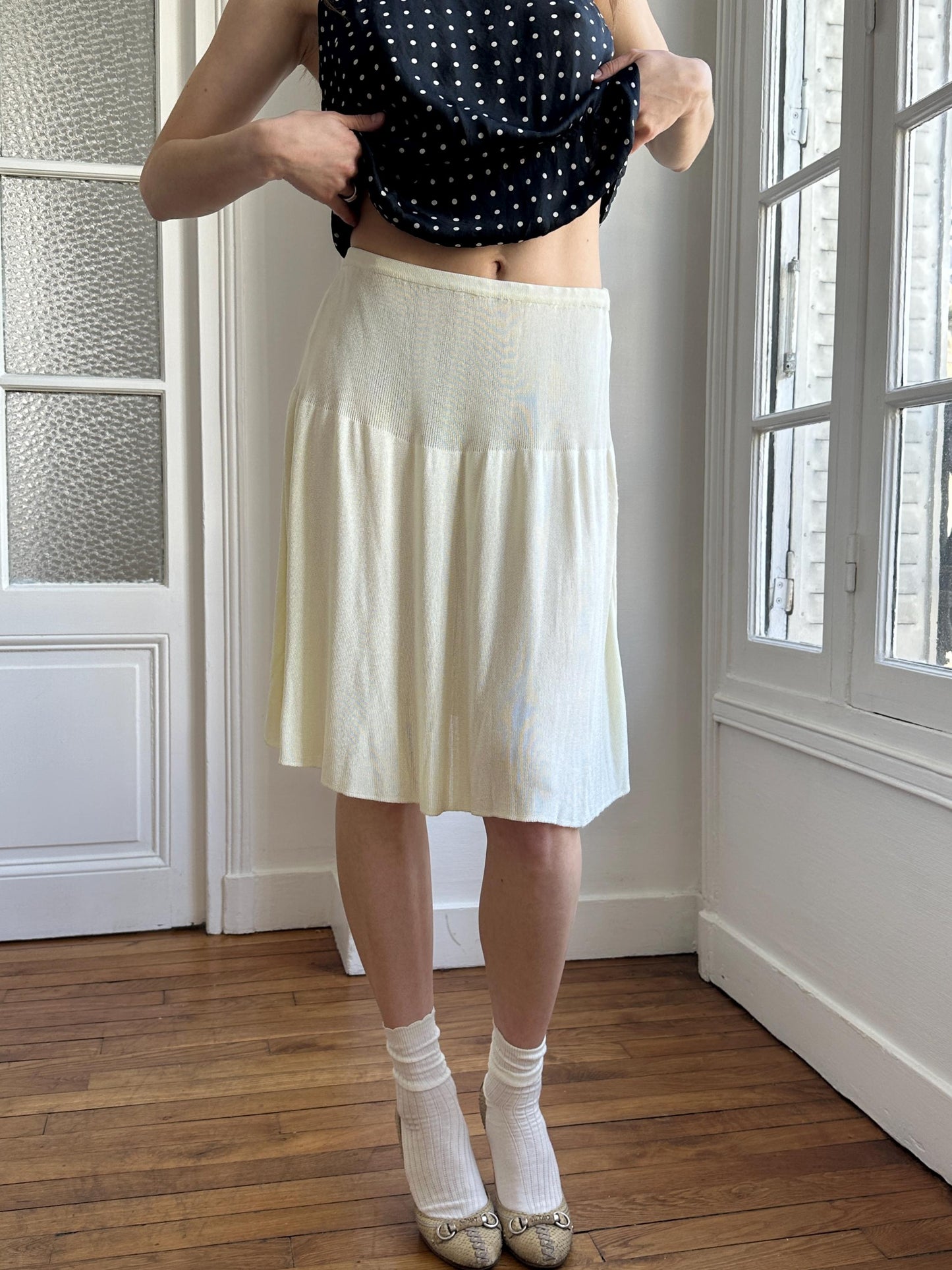 Vintage Emporio Armani Knit Skirt in Light Yellow/Butter
