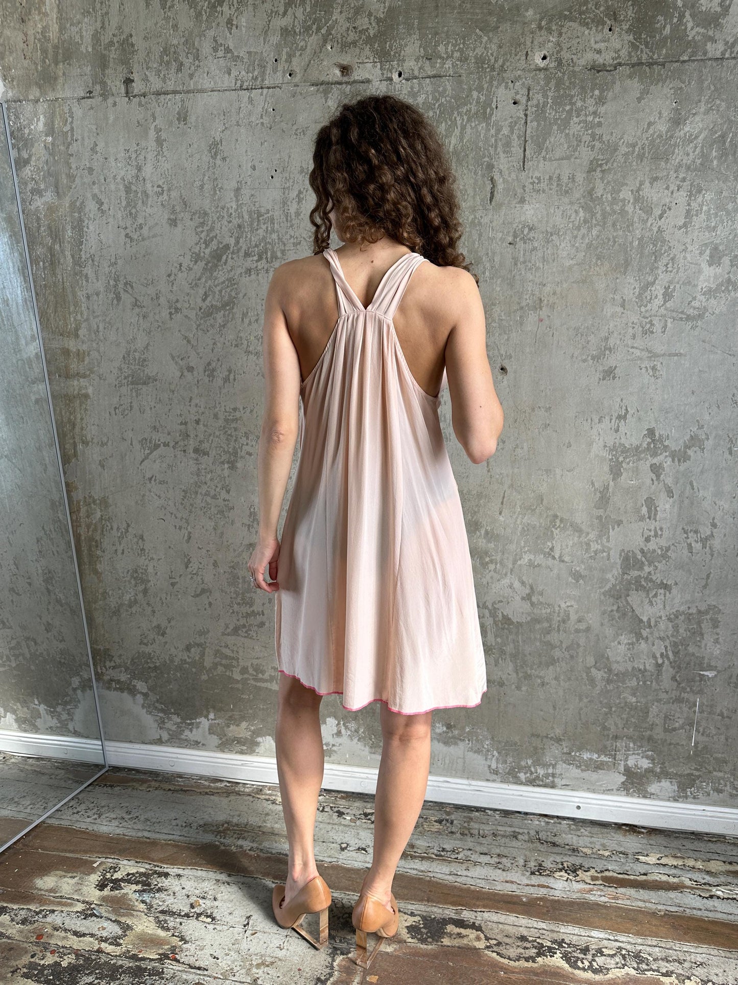 Vintage Sonia Rykiel Blush Pink Silk Mini Dress
