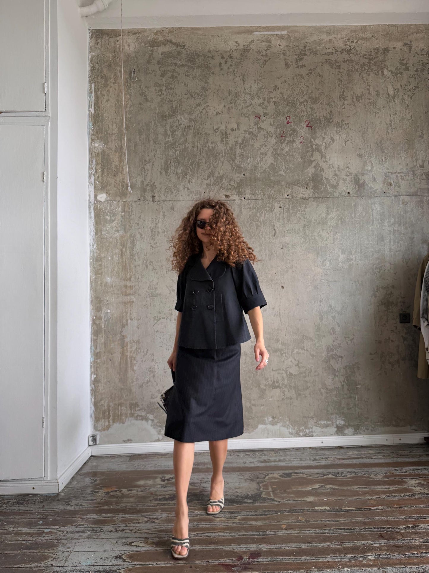 Vintage Sonia Rykiel Black Cotton Jacket | French Designer Cropped Coat