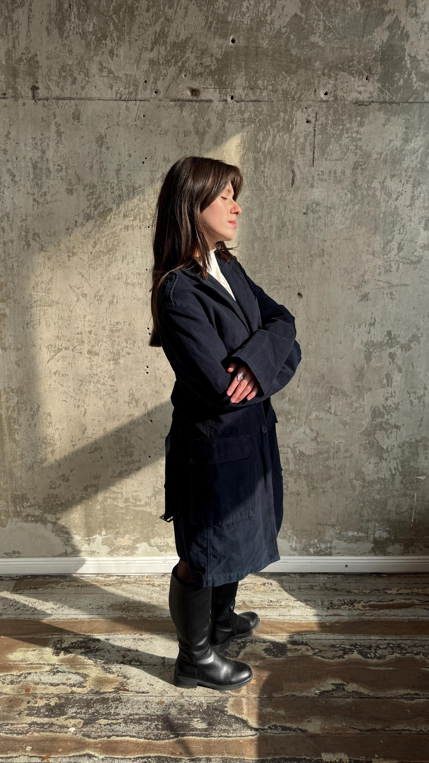 Vintage SISLEY belted coat in dark blue