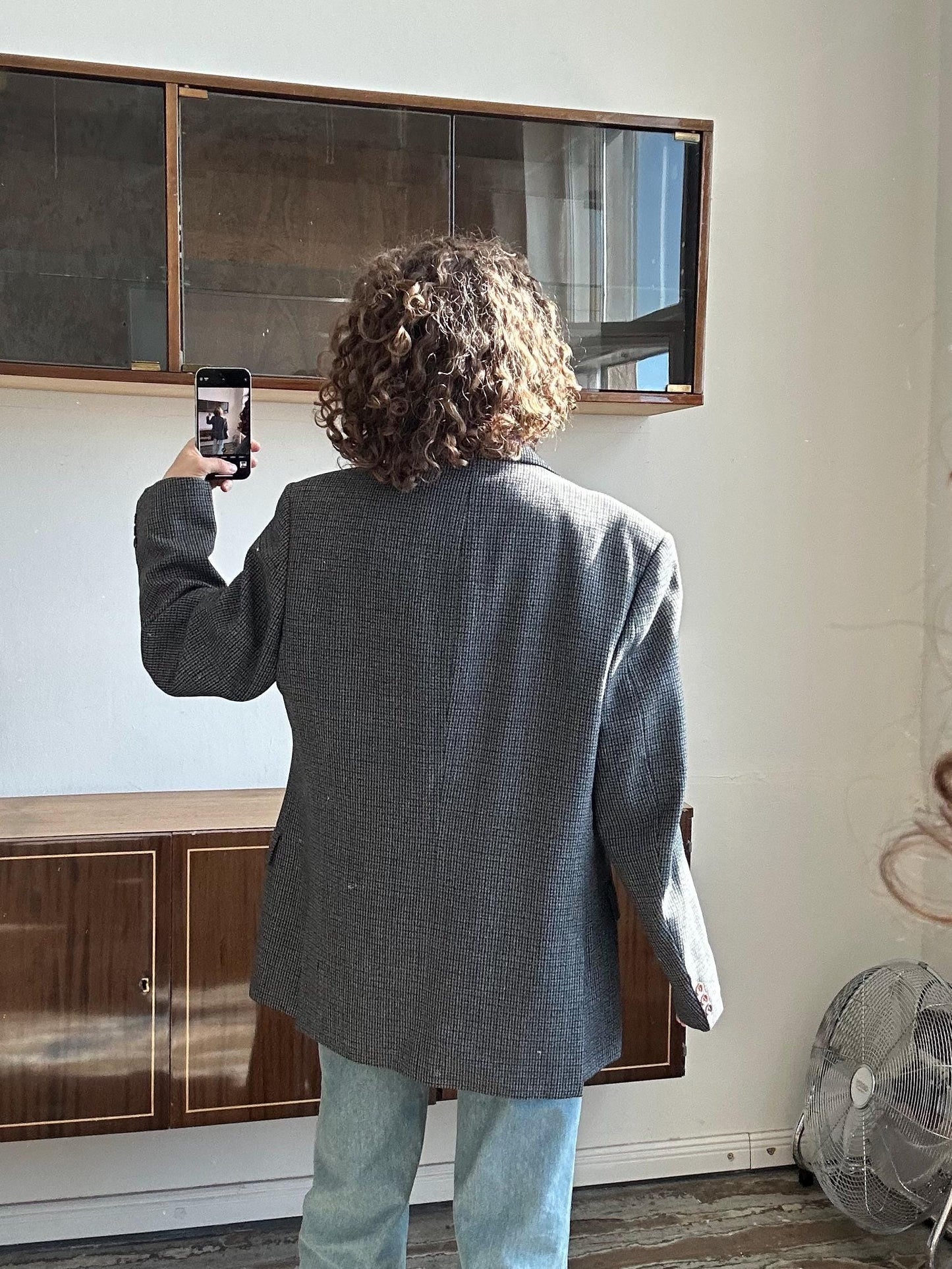 Vintage 90s grey checked blazer