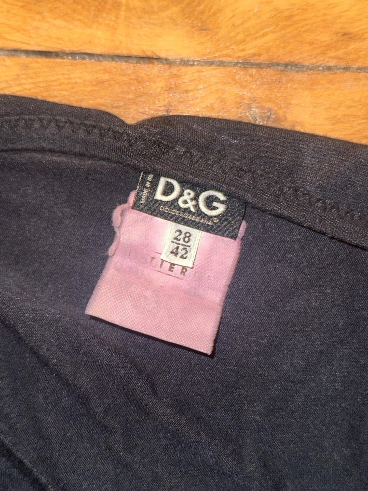 Vintage D&G Black Graphic Ruffled Lace Trim Top