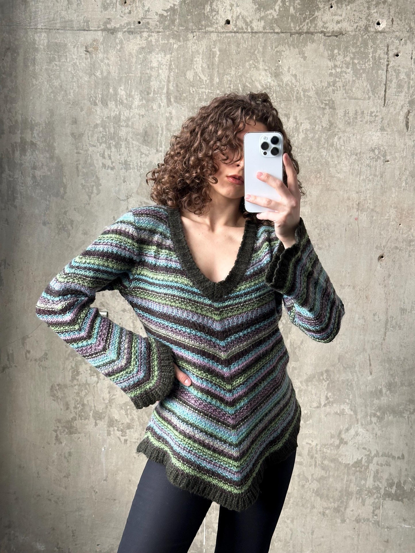 Vintage mohair sweater in green, 80s fuzzy oversized pullover