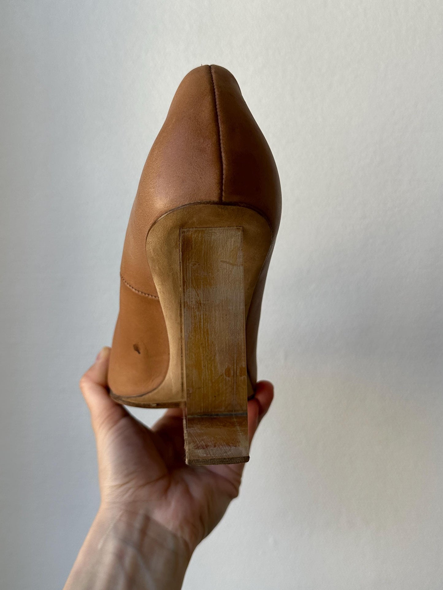 Maison Margiela x H&M Tan Leather Wedge Pumps in Brown I US 7.5