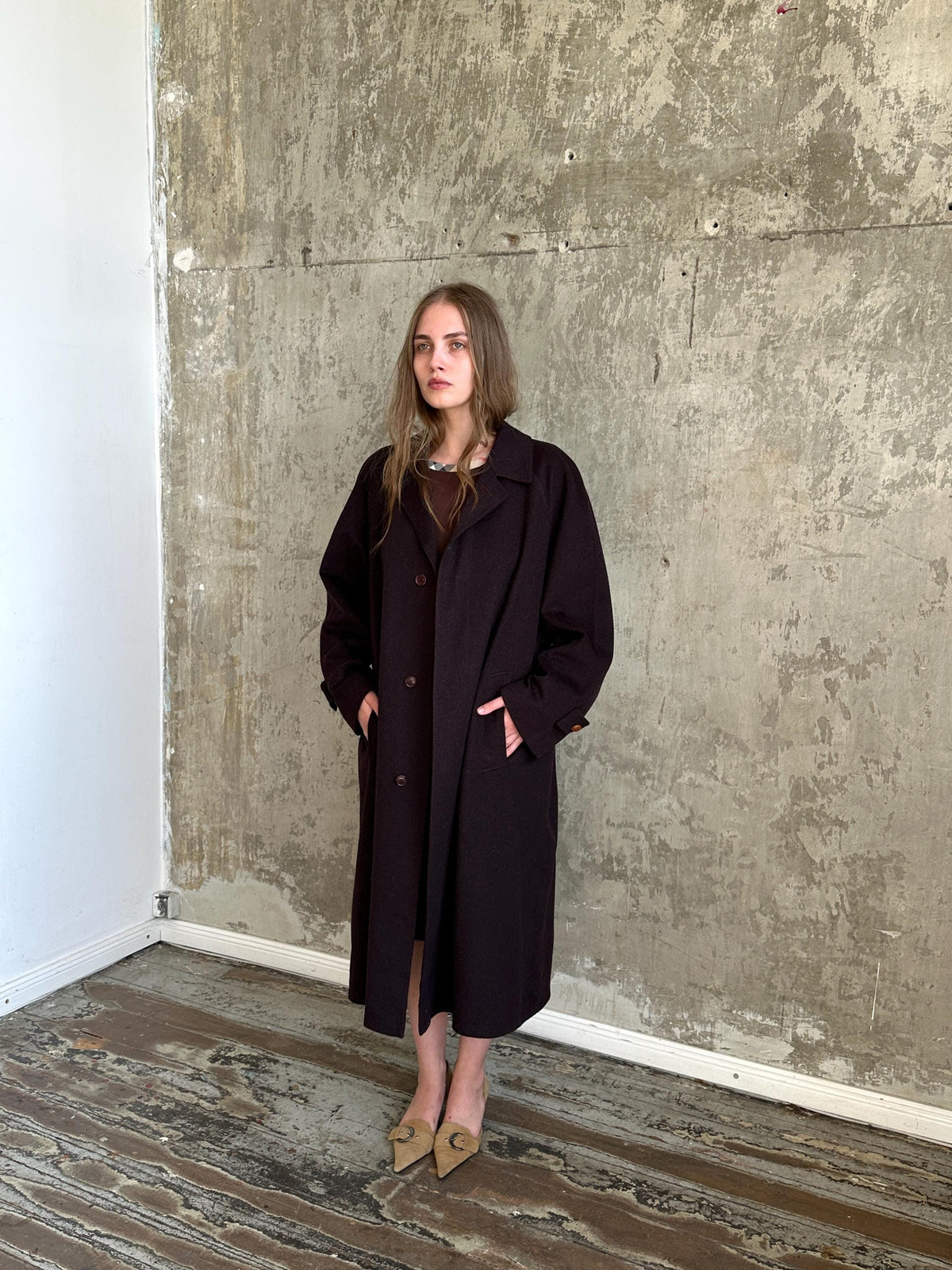 Vintage Lodenfrey Purple Wool Coat | Long Oversized Austrian Loden Coat