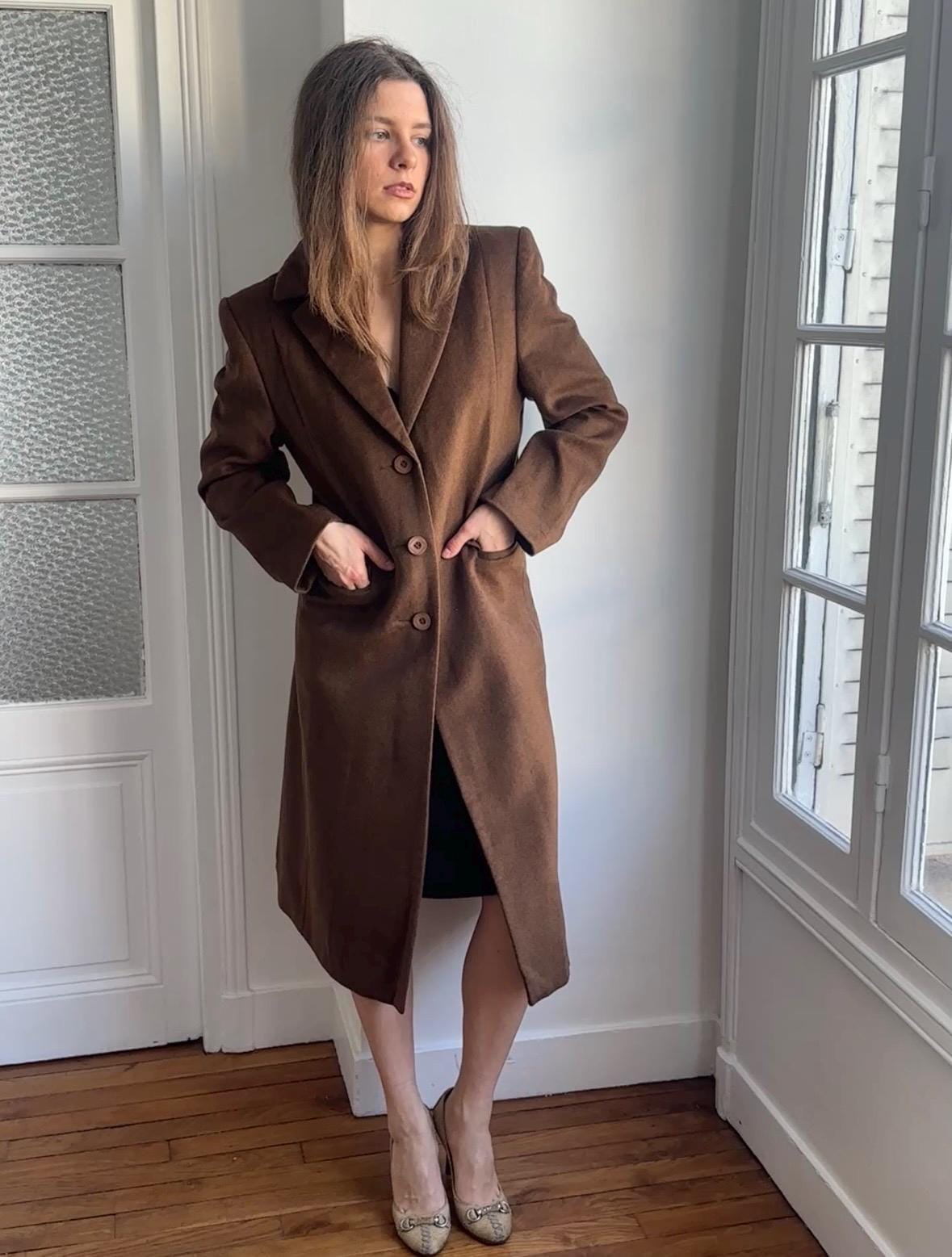 Vintage Cashmere and Wool Coat In Brown