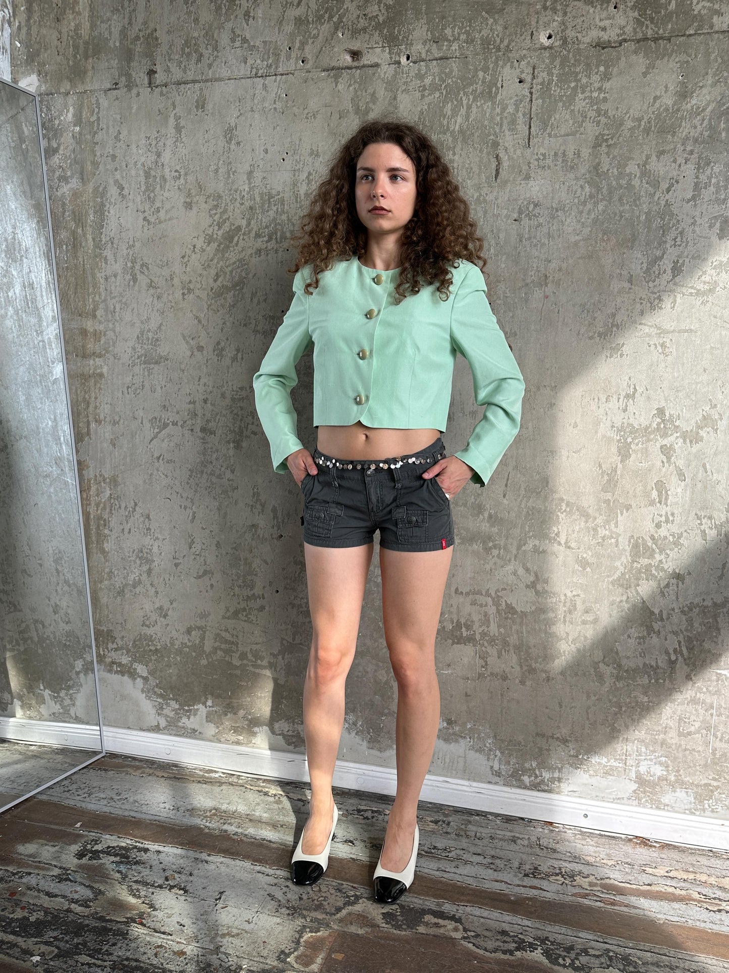 Vintage Y2K Grey Cargo Micro Shorts
