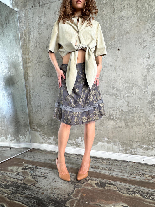 Vintage Philosophy di Alberta Ferretti Metallic Lace Skirt in Grey