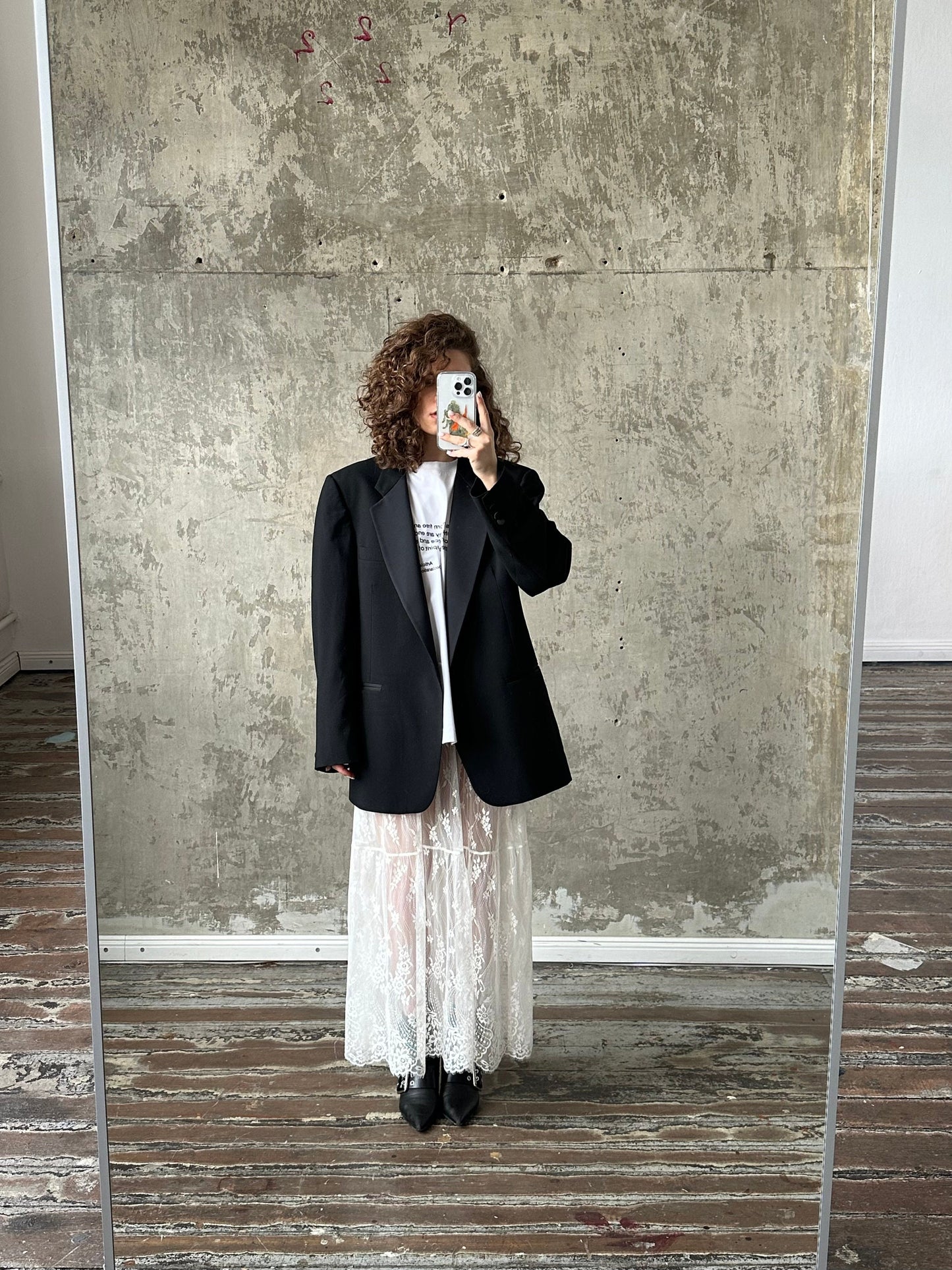 Vintage black evening blazer with satin collar