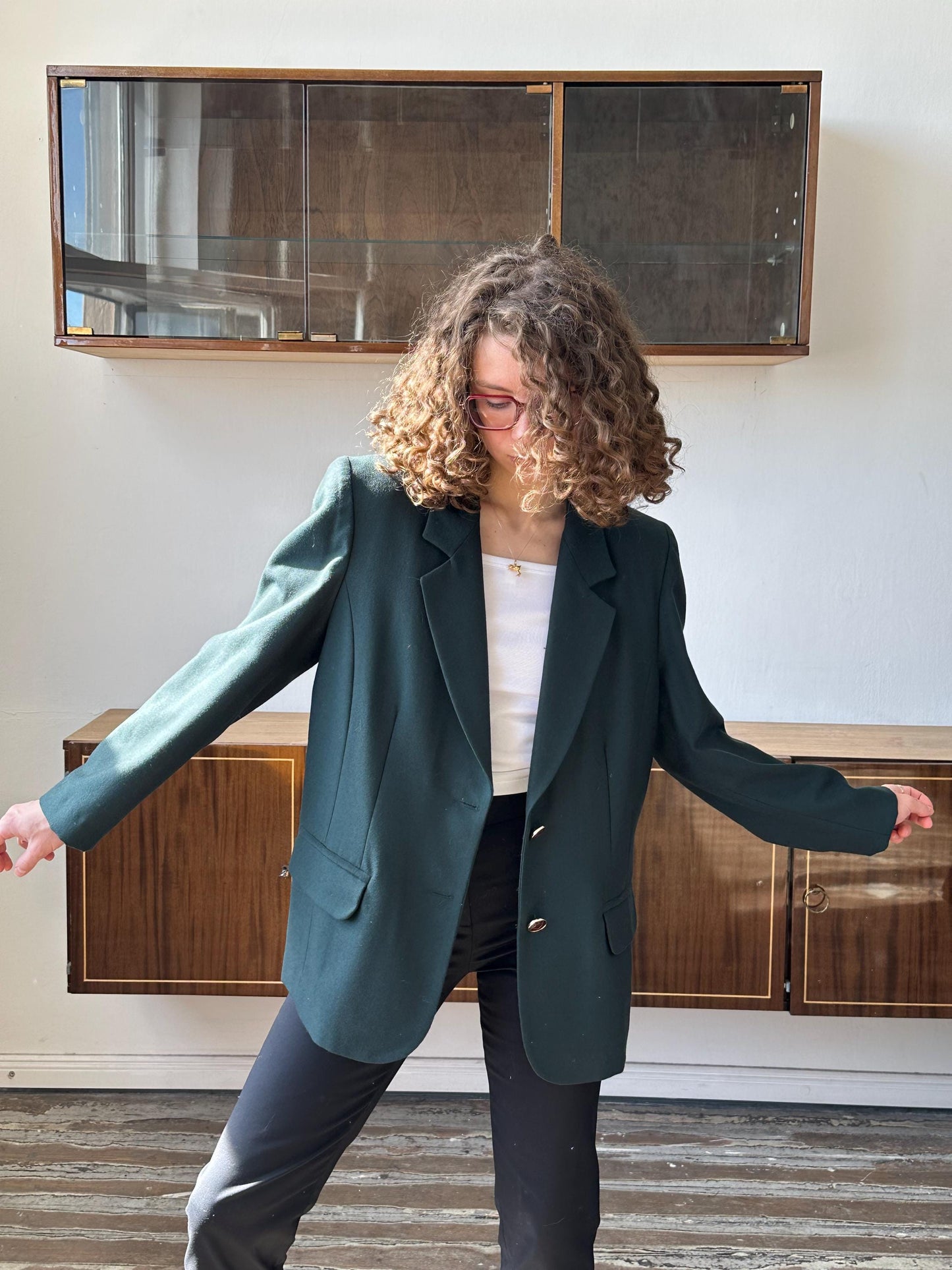 Vintage 90s straight blazer in green