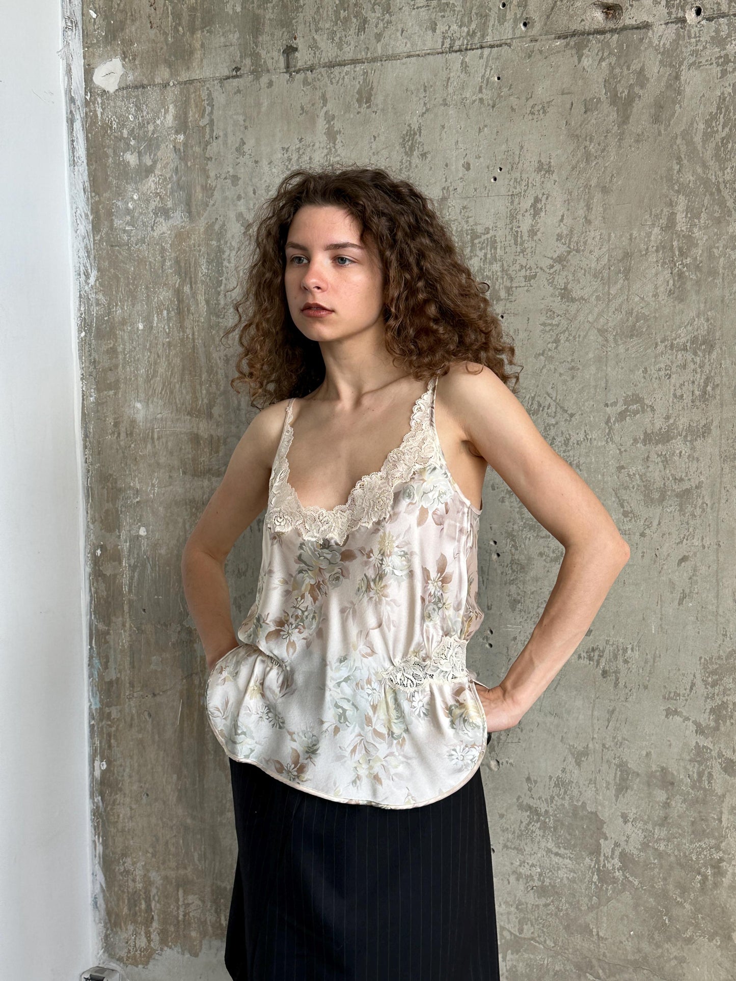 Vintage La Perla Floral Silk and Lace Camisole in Rose