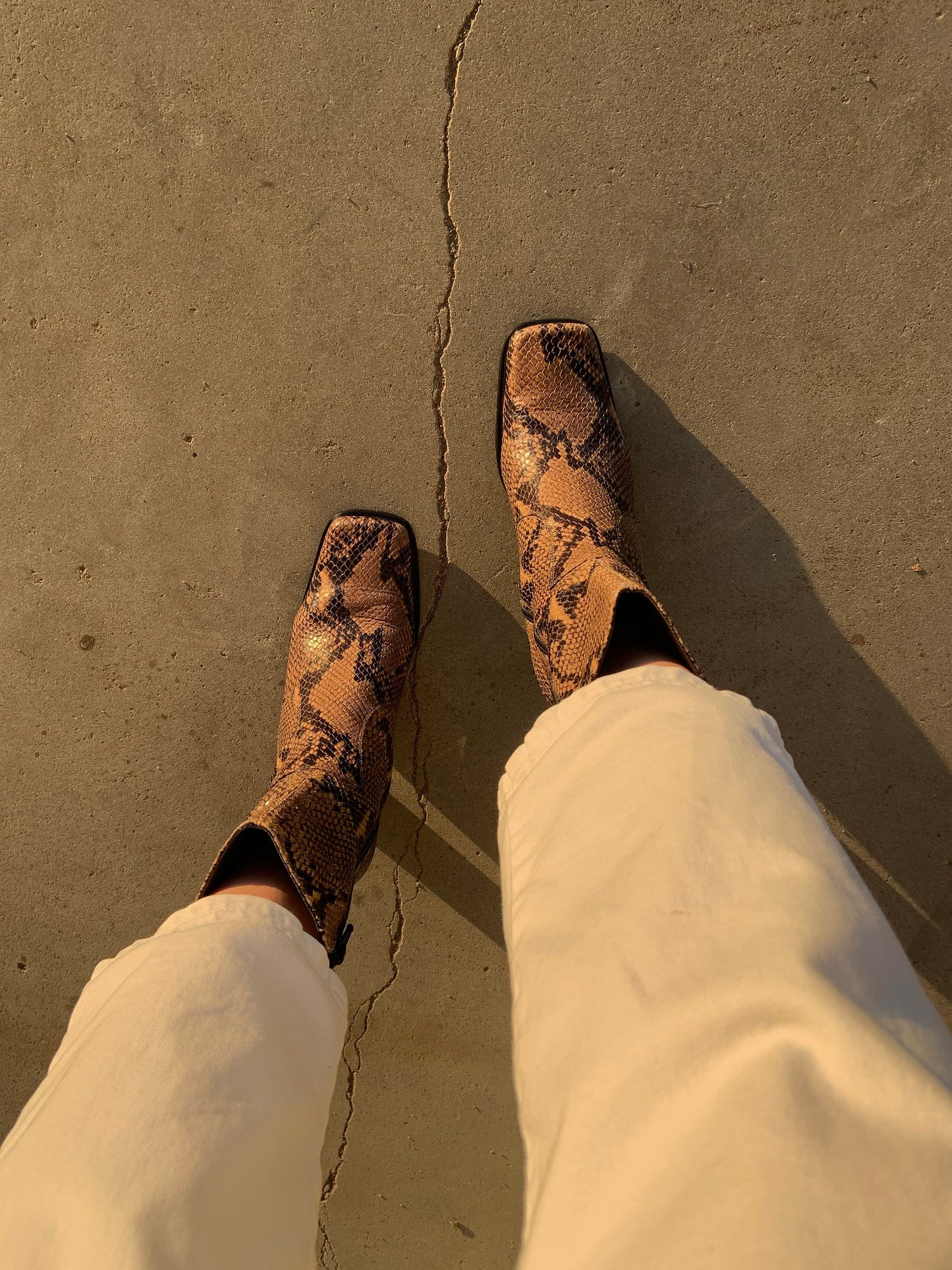 Vintage snake leather ankle boots