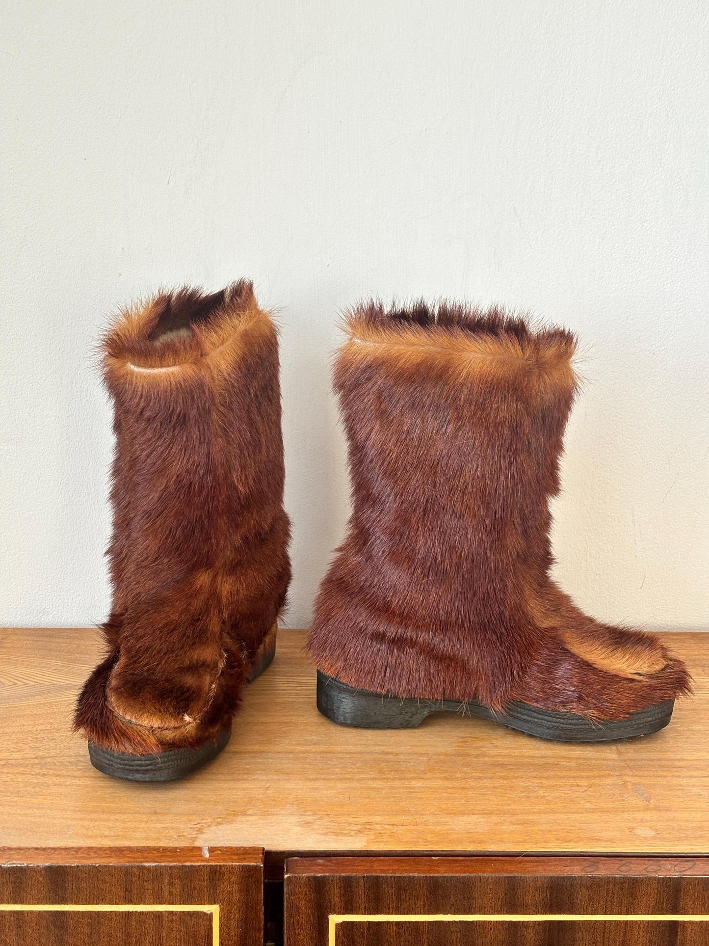 Vintage Snowman wool boots in brown, size EUR 38