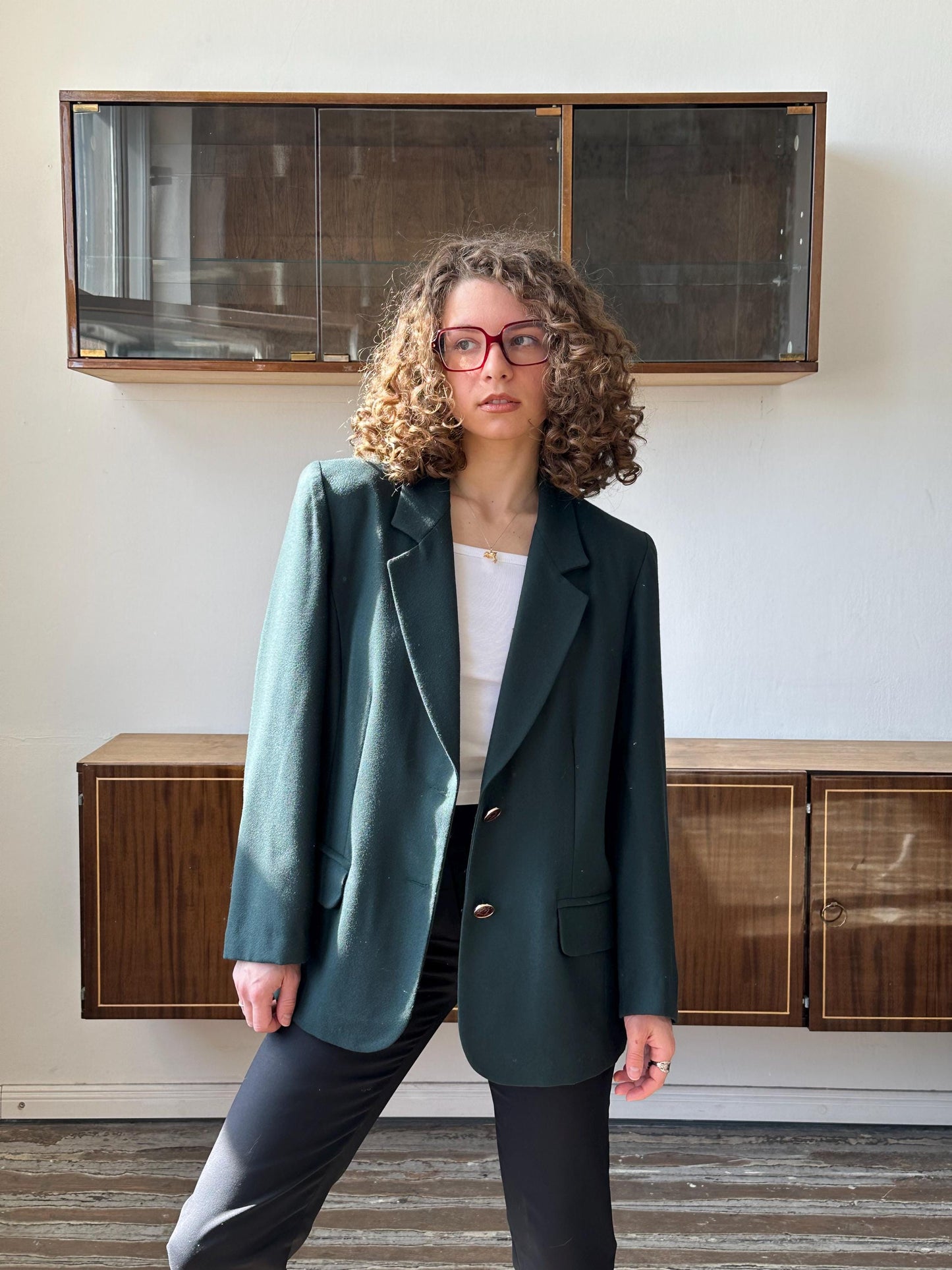 Vintage 90s straight blazer in green