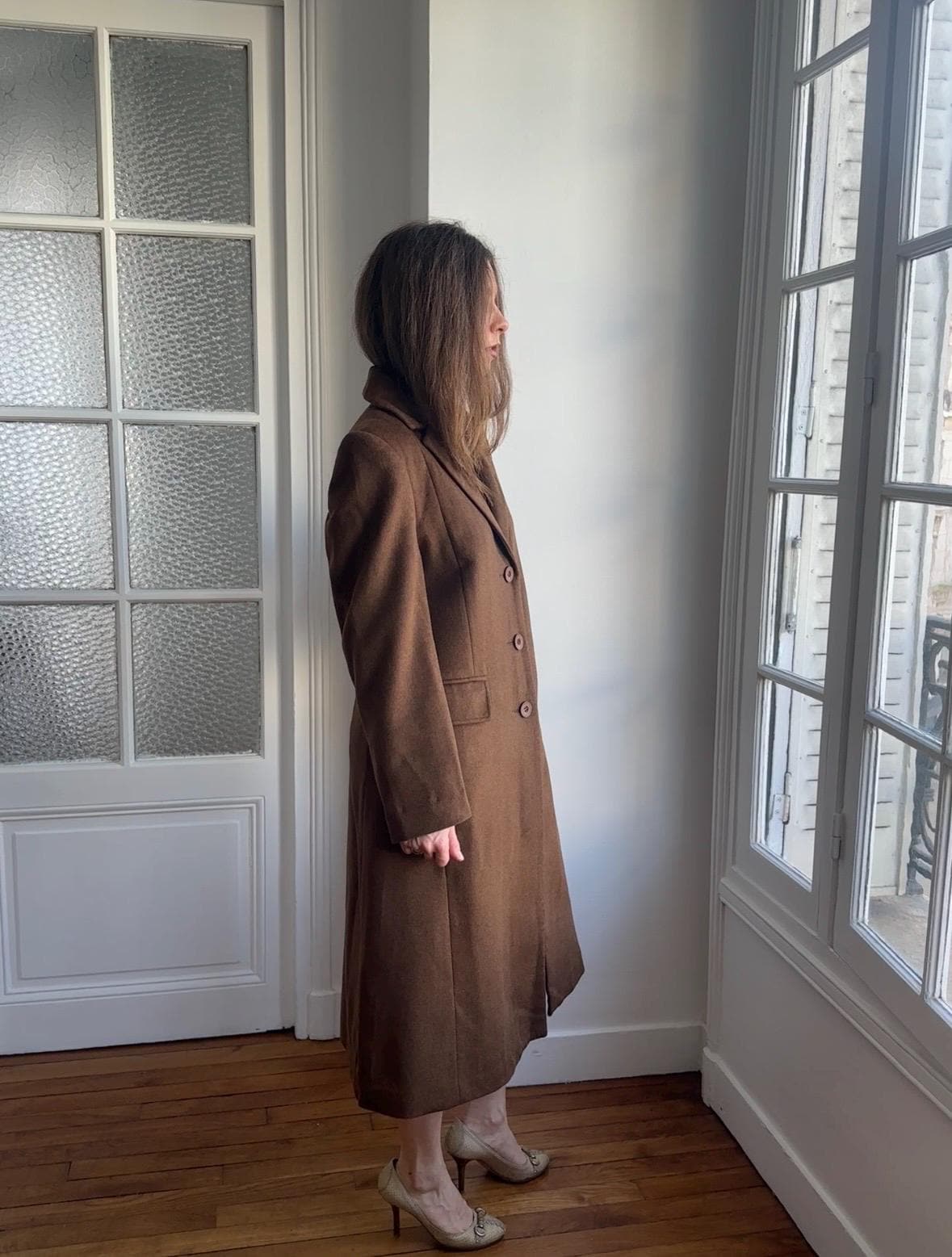 Vintage Cashmere and Wool Coat In Brown