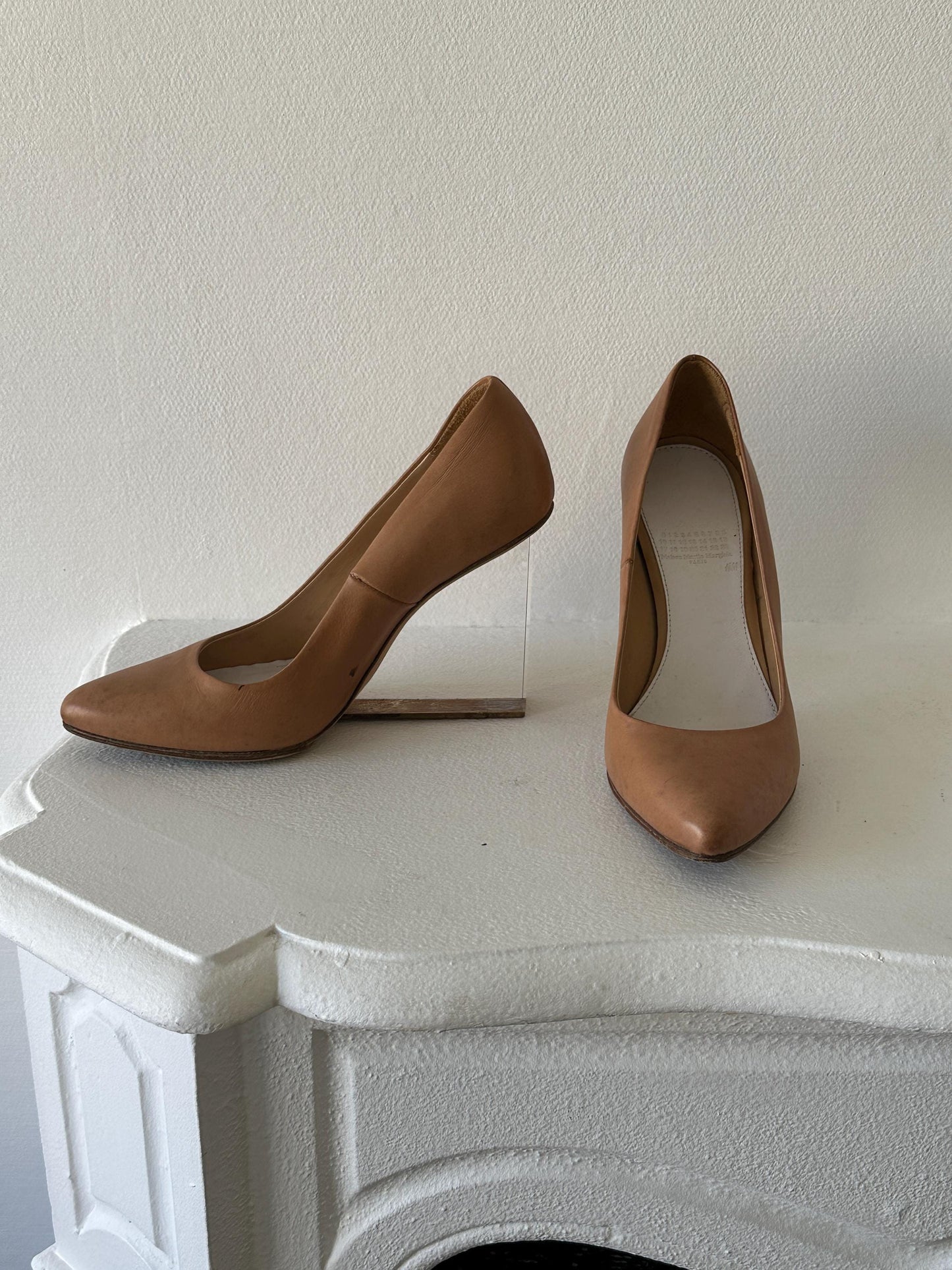 Maison Margiela x H&M Tan Leather Wedge Pumps in Brown I US 7.5