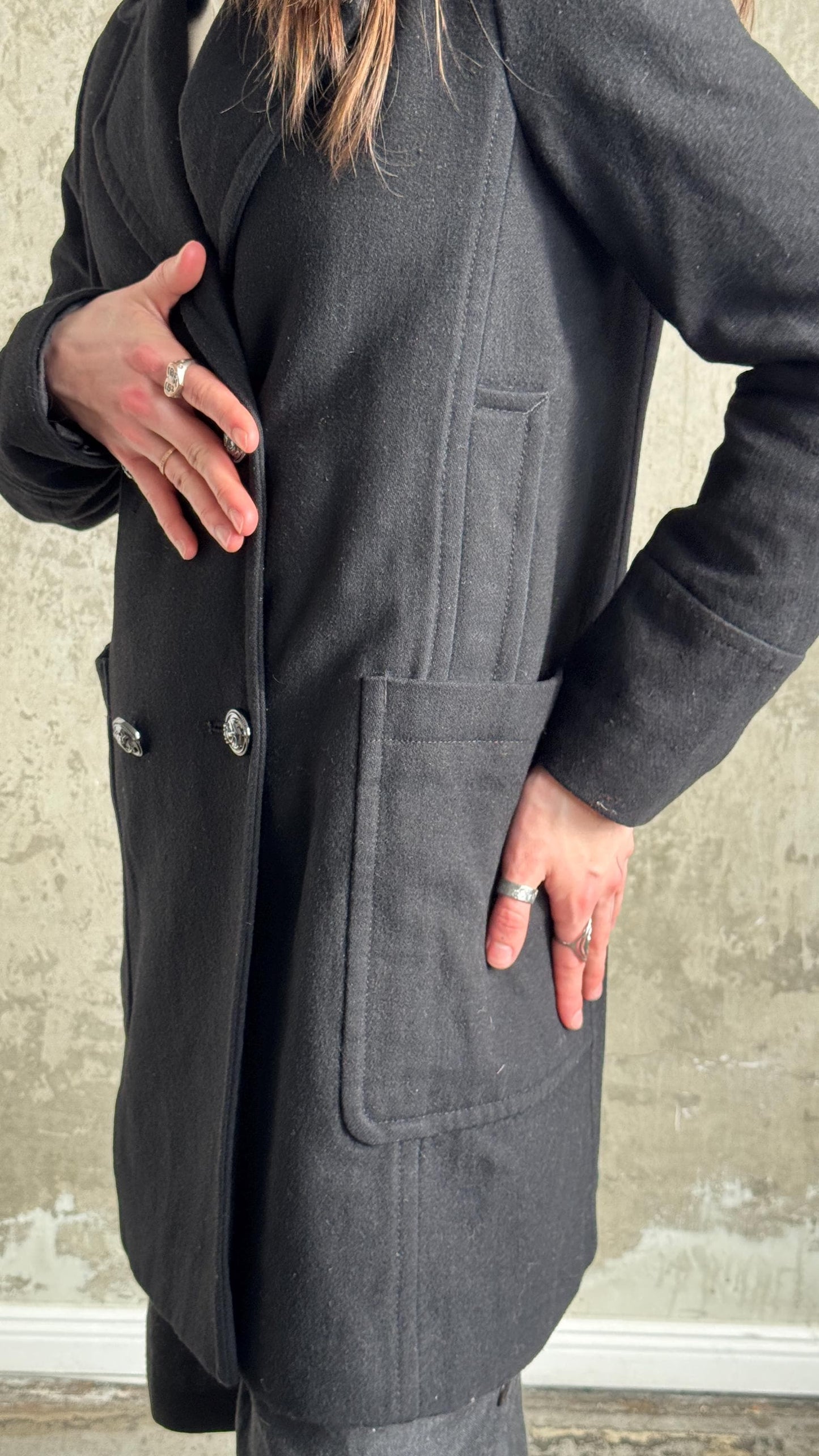 Vintage 90s Japan-style Boxy Coat In Black