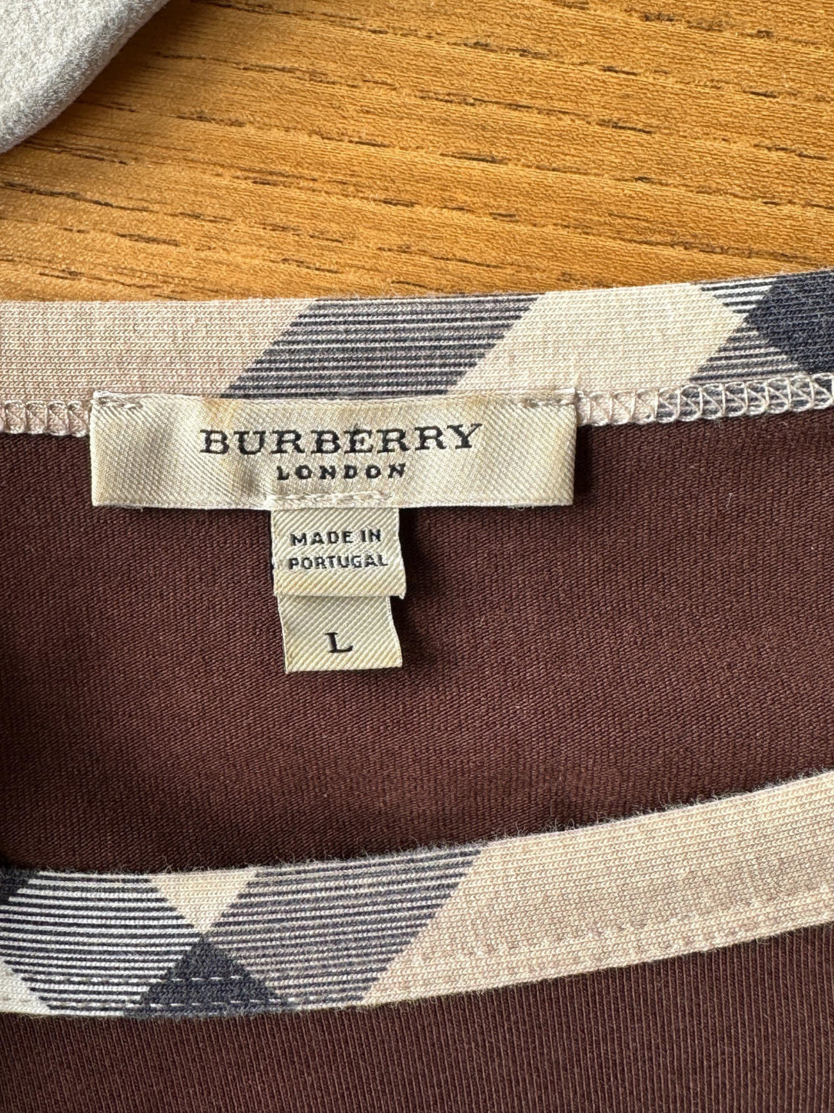Vintage Burberry London Brown Check Trim Top | Long Sleeve Cotton Shirt