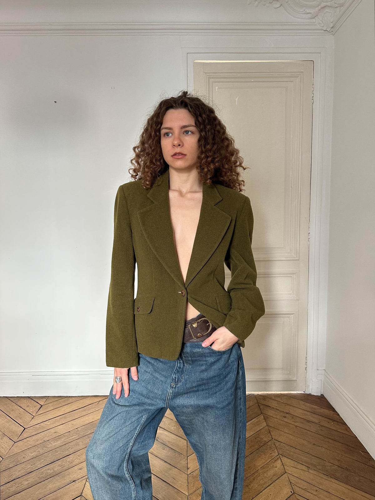Vintage Les Copains Olive Green Wool Blazer