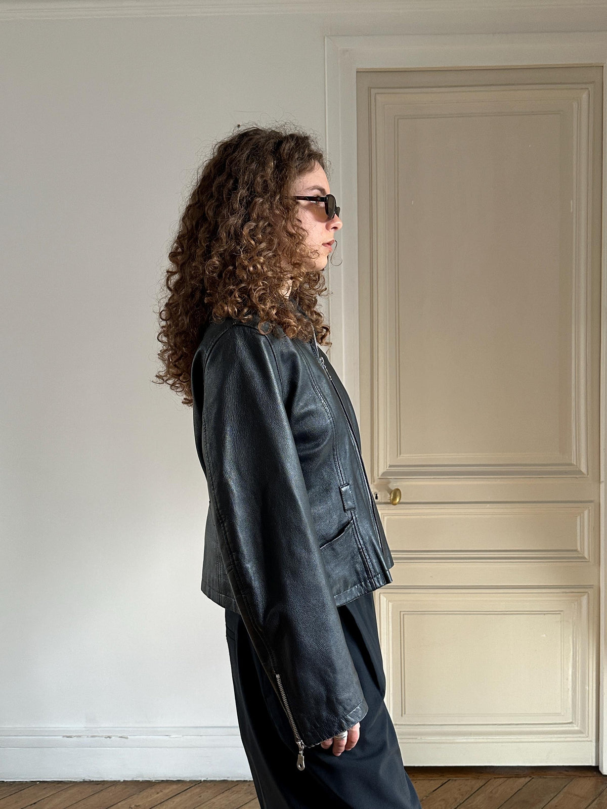 Vintage Black Leather Moto Jacket