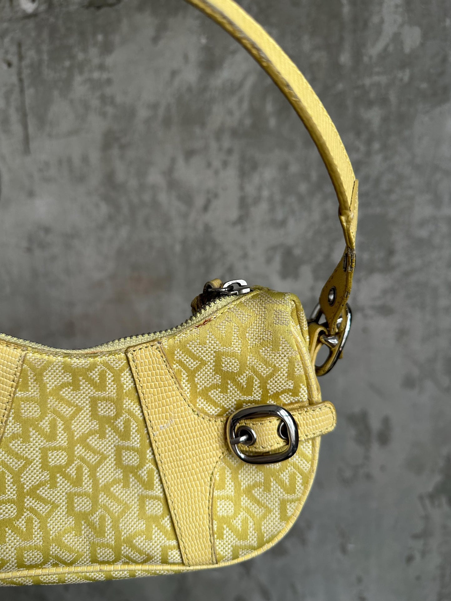 Vintage DKNY Yellow Monogram Mini Baguette Bag