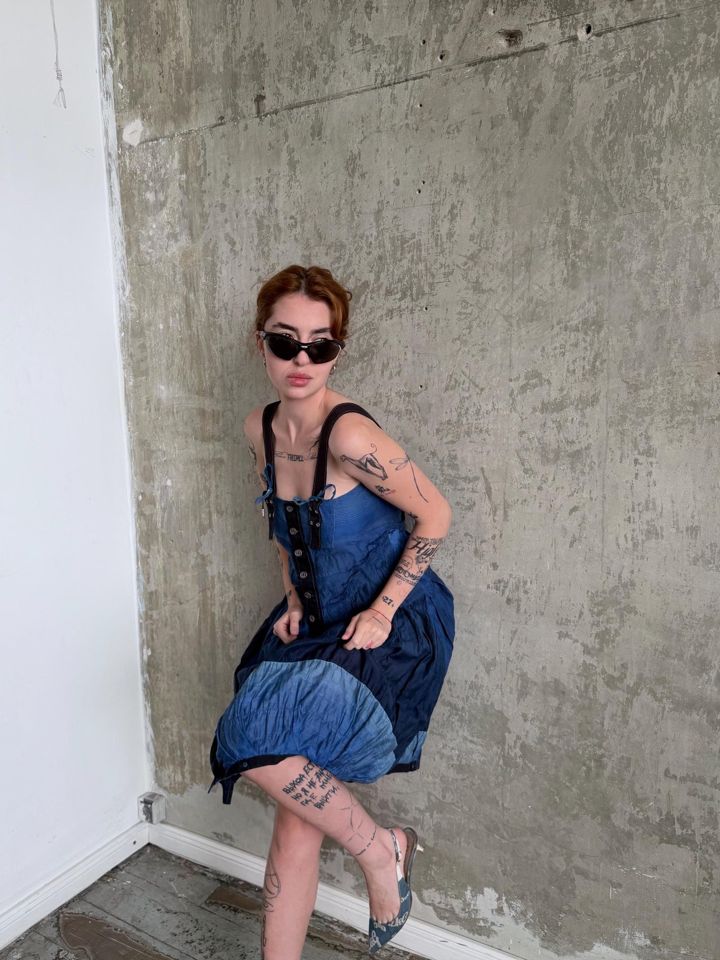 Vintage Jean de Marithé + François Girbaud Avant Garde Utility Dress in Blue