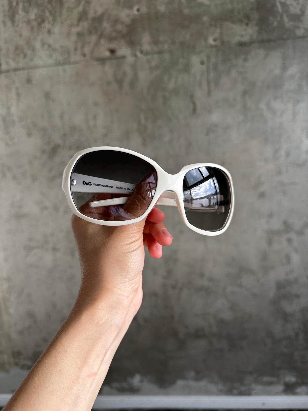 Vintage D&G Dolce Gabbana White Oversized Sunglasses