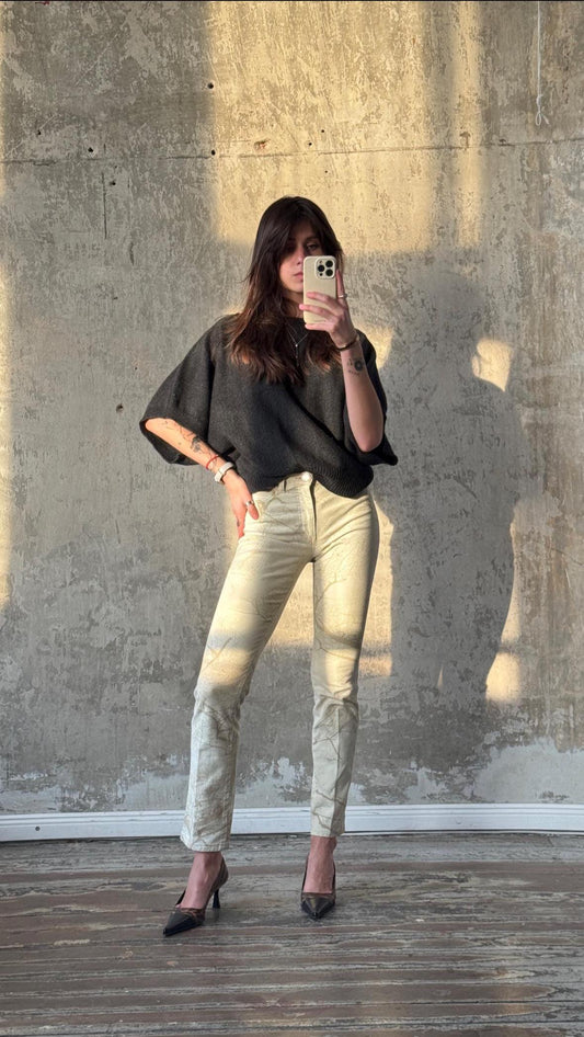 Vintage Roberto Cavalli 2000s cream paisley print jeans