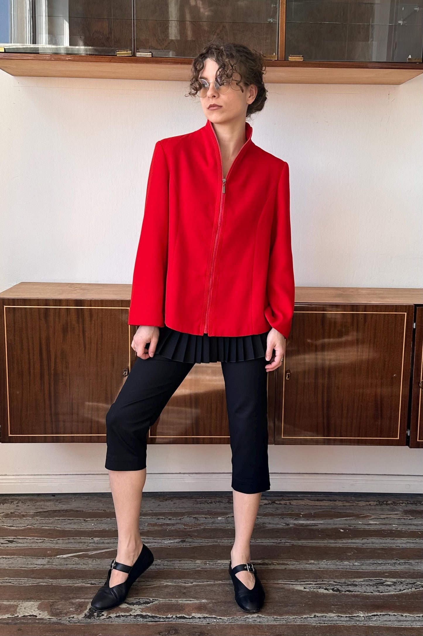 Vintage D&G cashmere cardigan in red, zip up sweater