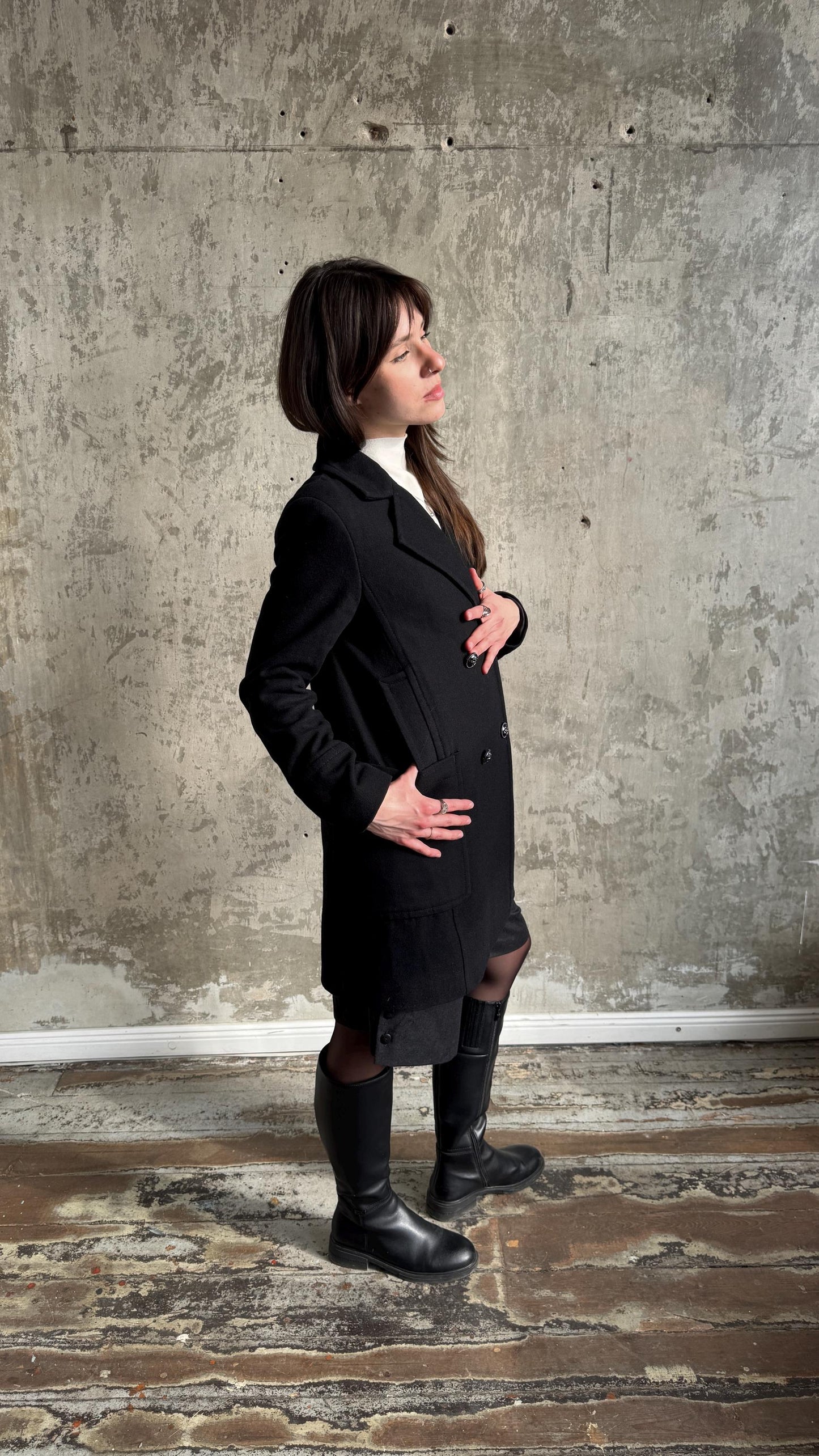 Vintage 90s Japan-style Boxy Coat In Black