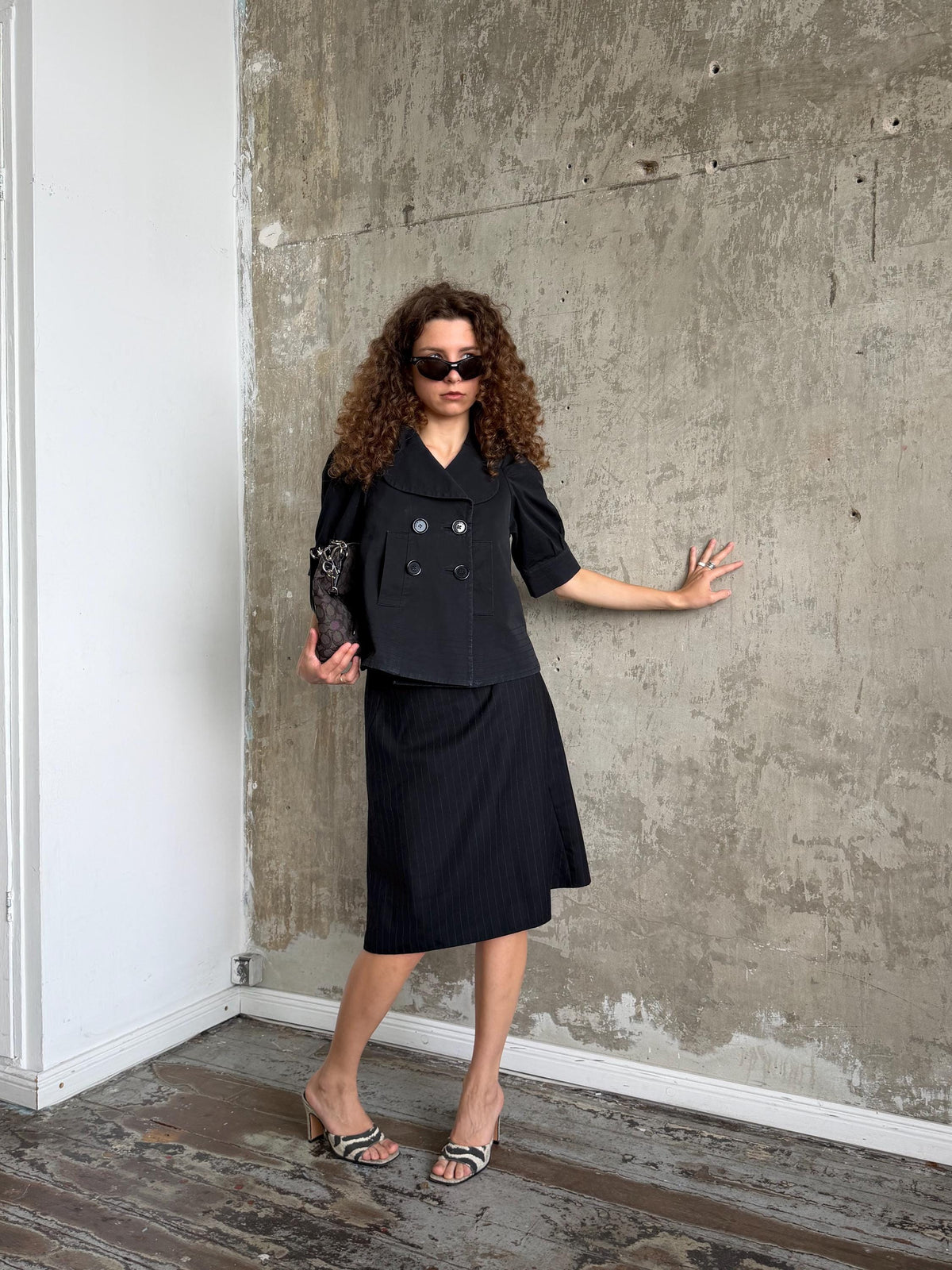 Vintage Sonia Rykiel Black Cotton Jacket | French Designer Cropped Coat