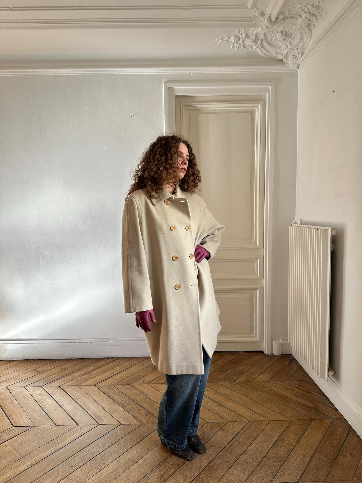 Vintage Les Copains Cream Pure Wool Coat