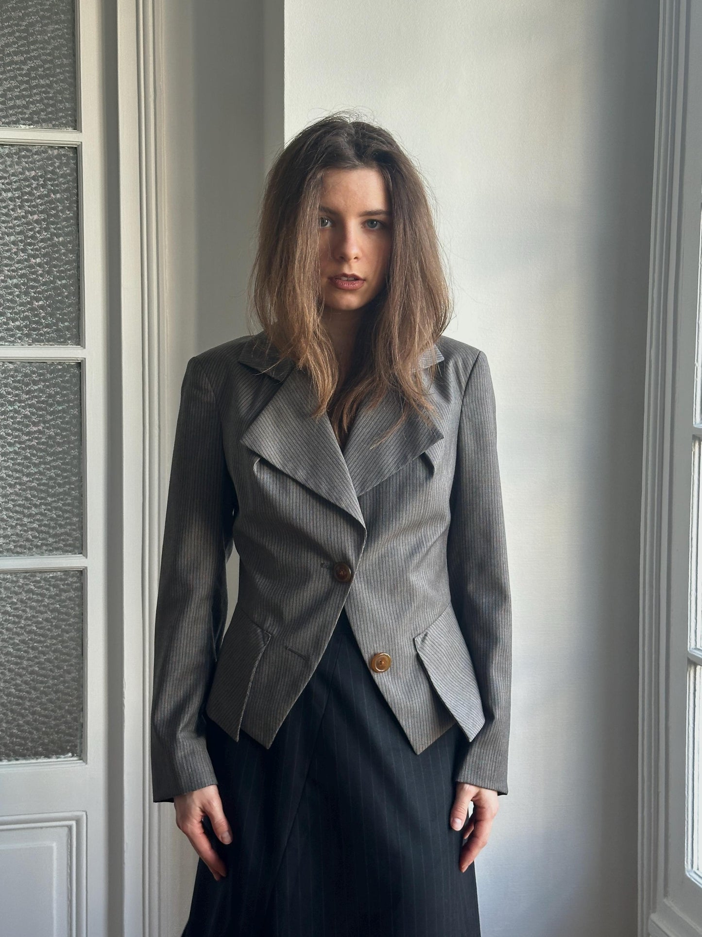 Vivienne Westwood Red Label Vintage Wool Pin Stripe Blazer in Grey