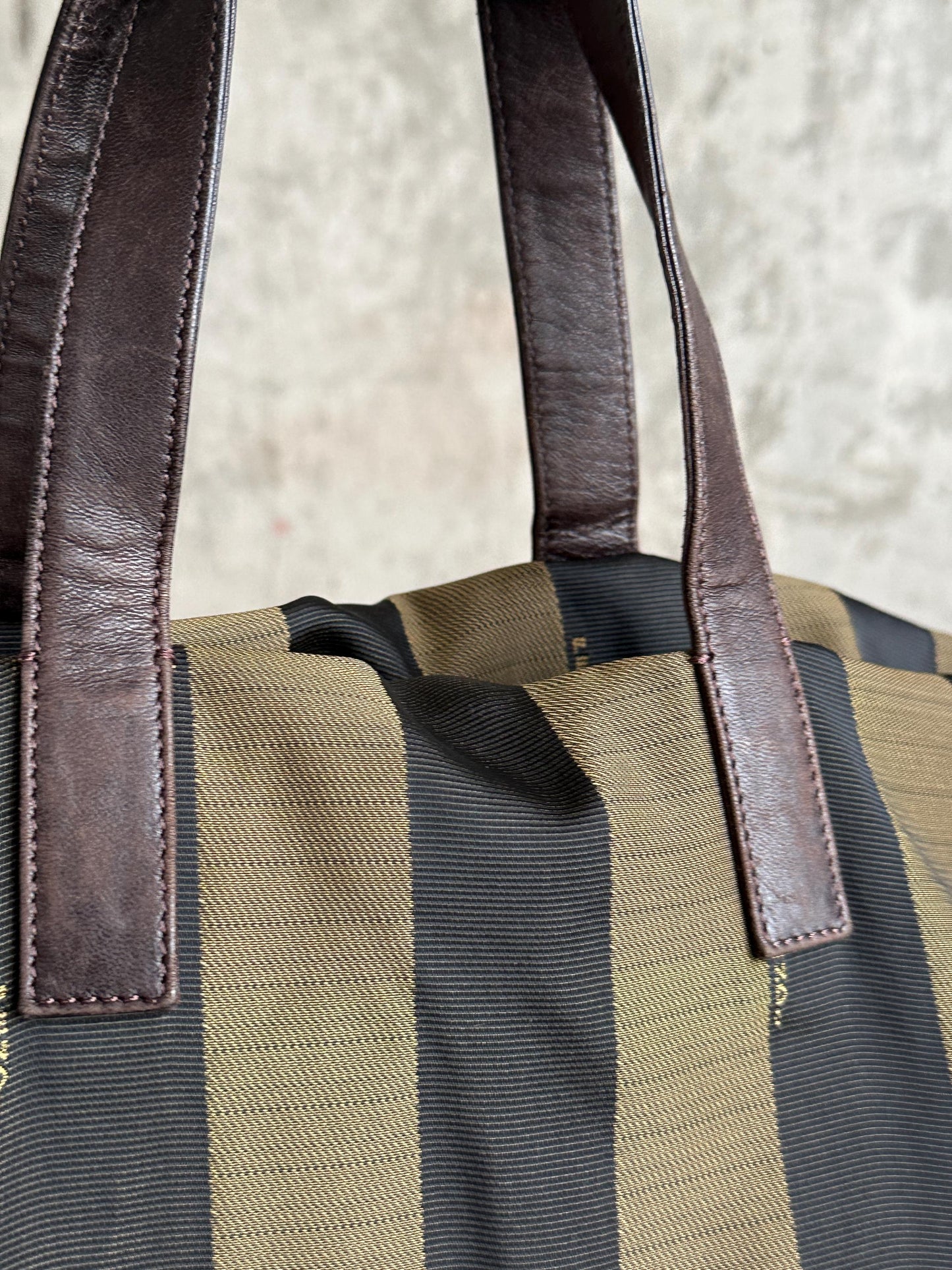 Vintage FENDI Pequin Striped Tote Bag