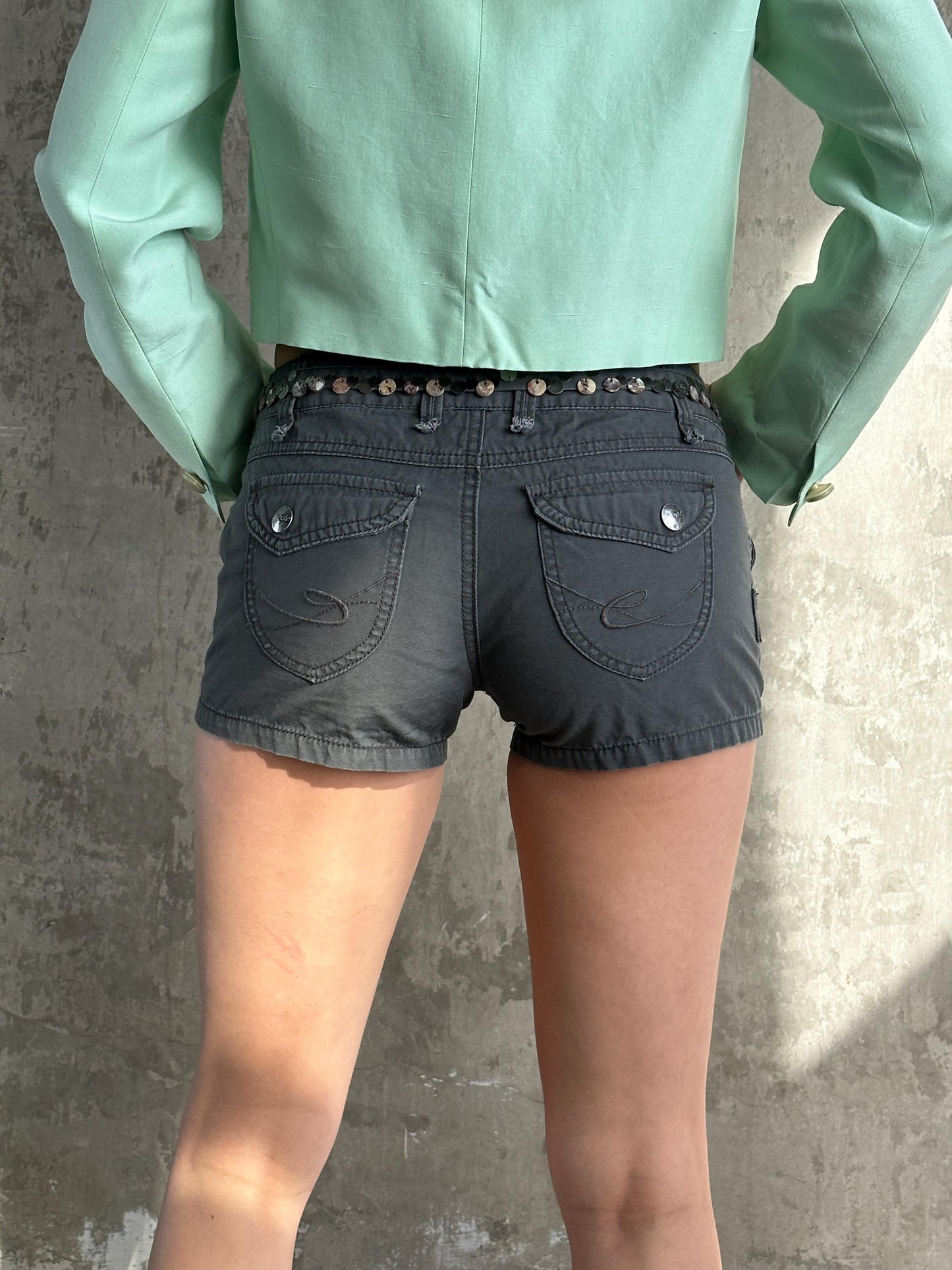 Vintage Y2K Grey Cargo Micro Shorts