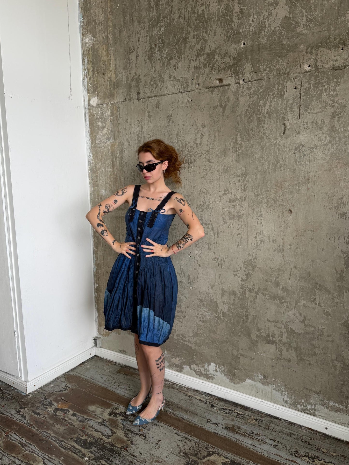 Vintage Jean de Marithé + François Girbaud Avant Garde Utility Dress in Blue