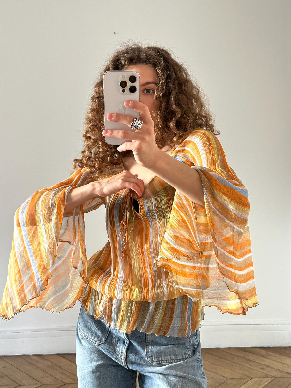 Vintage Moschino Cheap and Chic Silk Blouse in Orange
