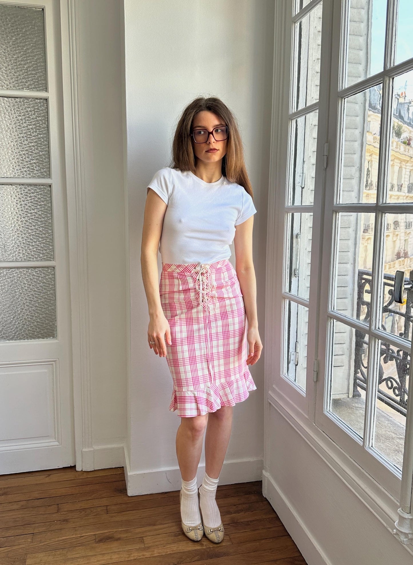 Vintage Moschino Cheap & Chic Pink Plaid Skirt