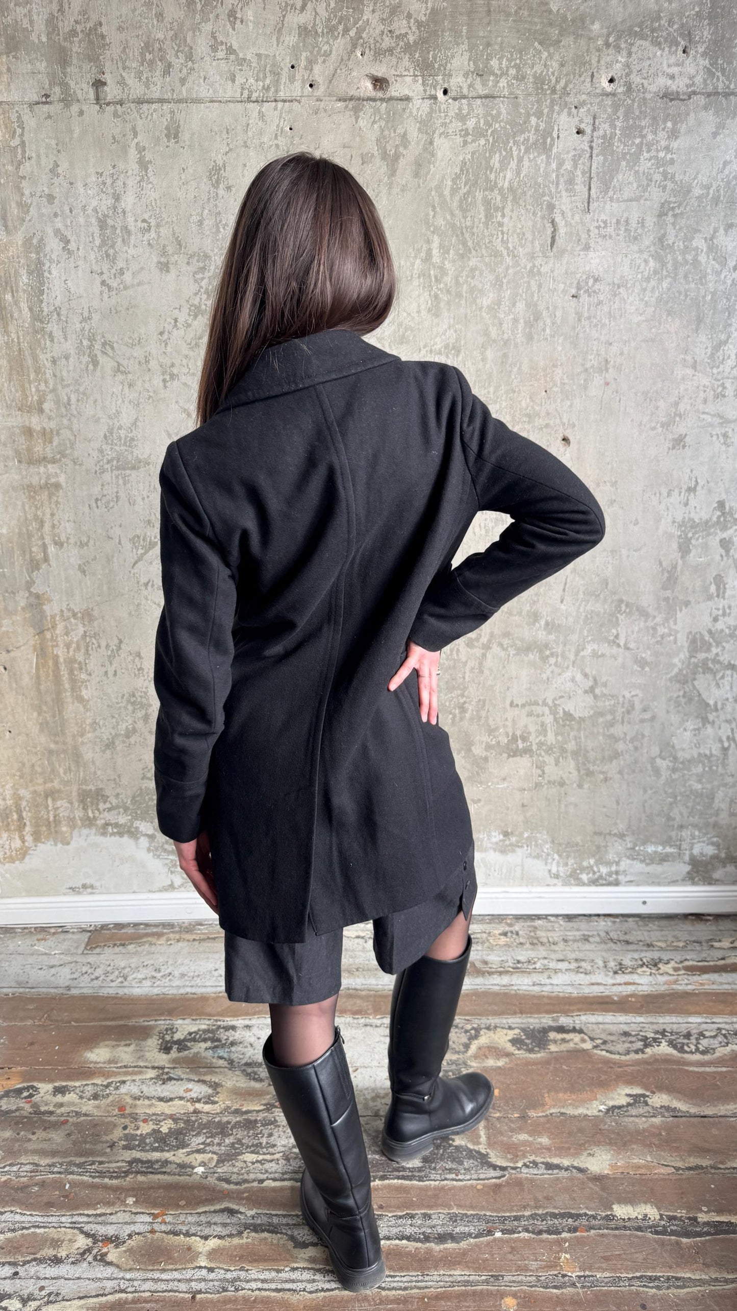 Vintage 90s Japan-style Boxy Coat In Black
