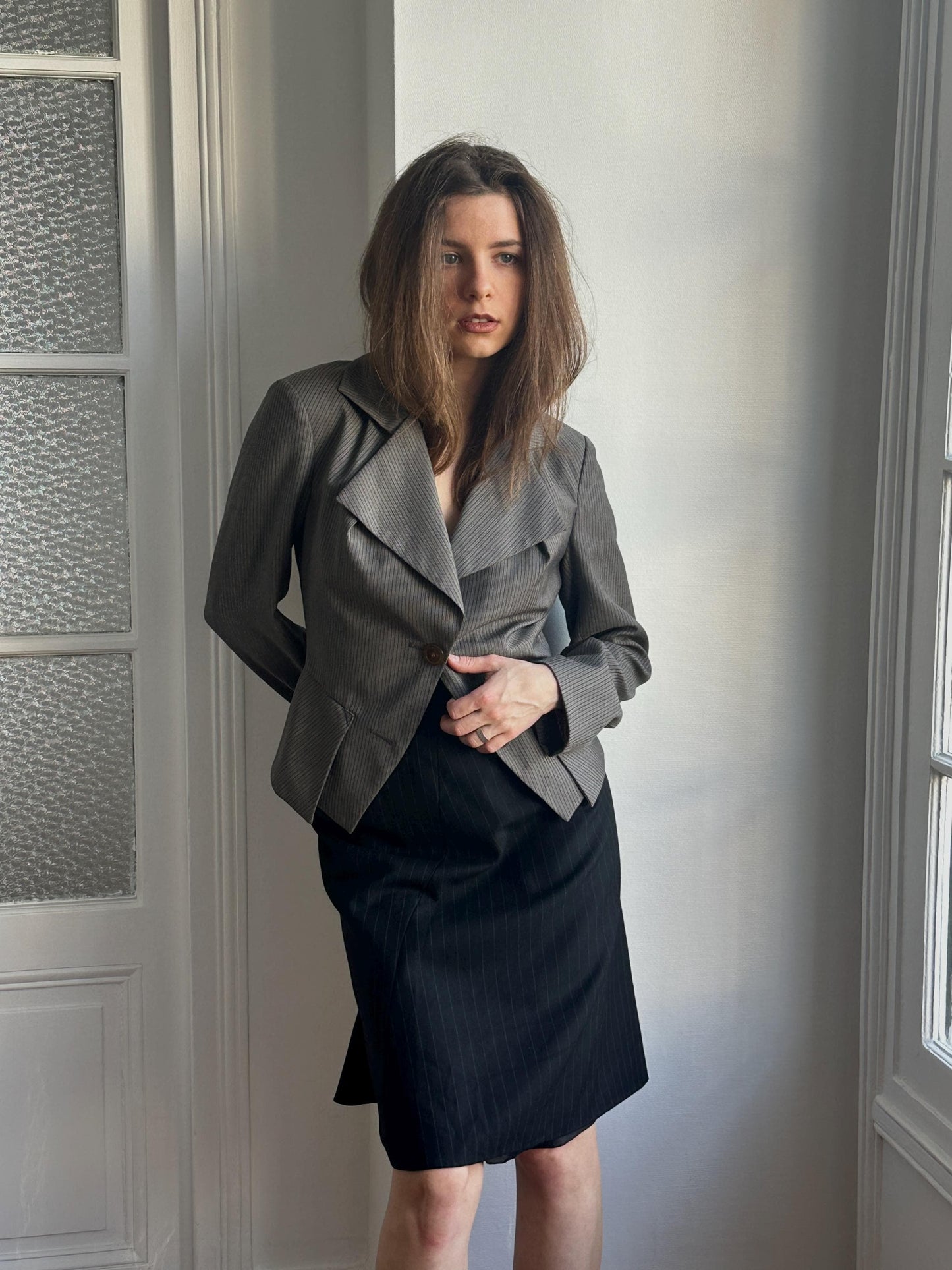 Vivienne Westwood Red Label Vintage Wool Pin Stripe Blazer in Grey
