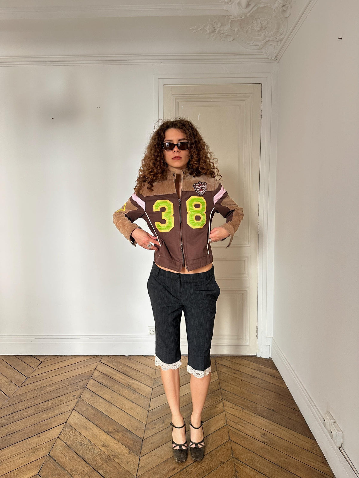 Vintage Y2K Phard Racer Jacket 38 in Brown Suede Leather