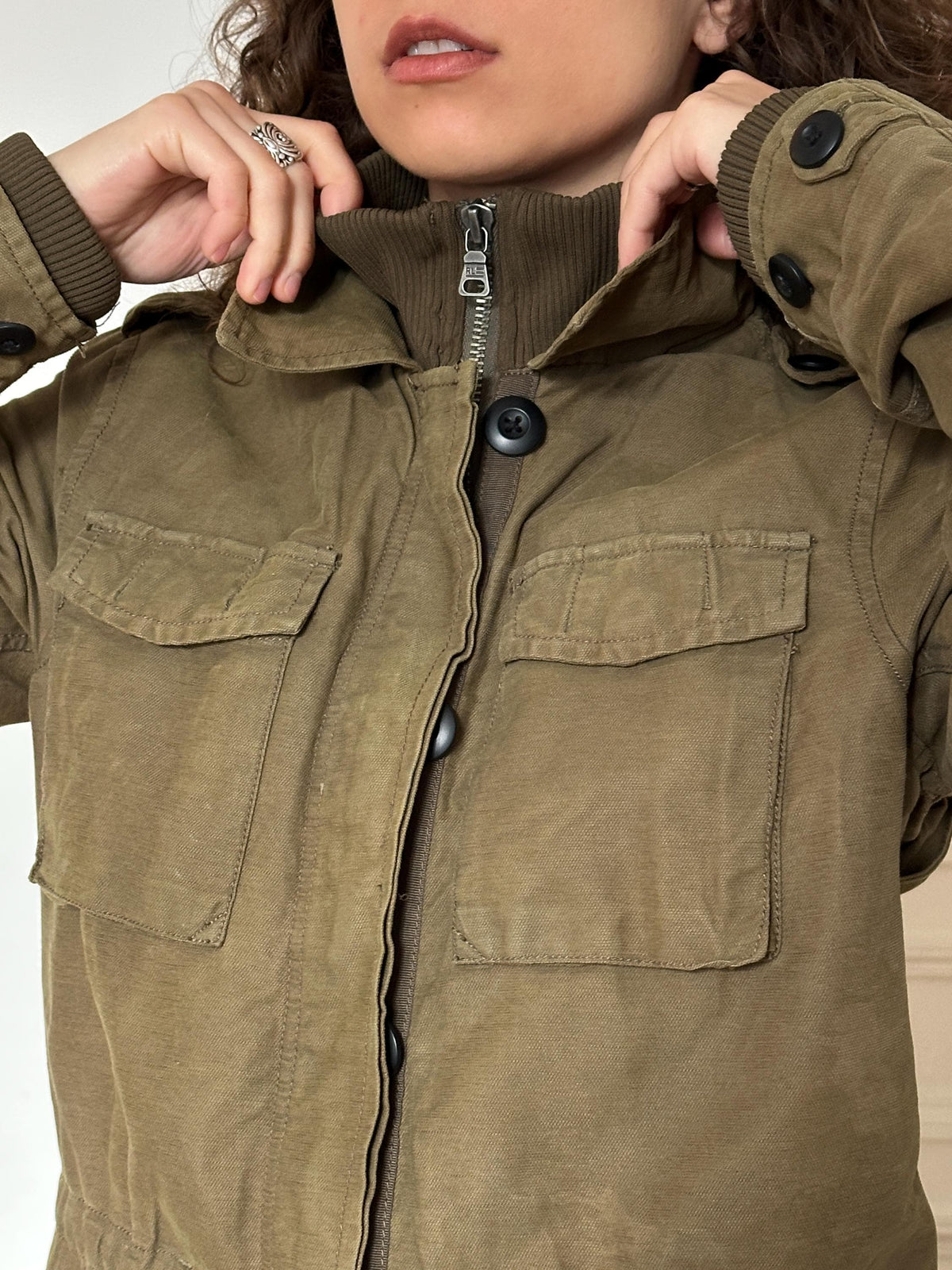 Vintage Ralph Lauren Polo Jeans Military Field Jacket in Khaki Green