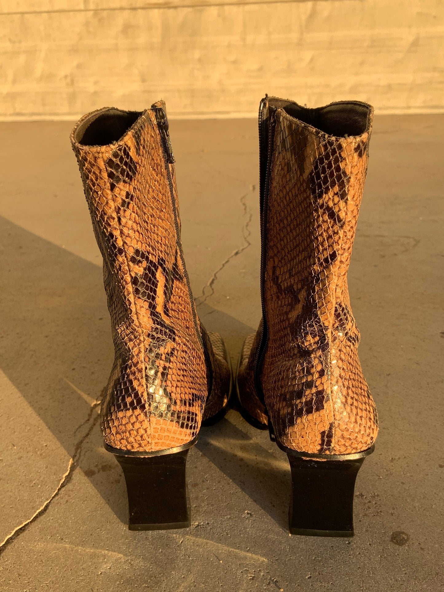 Vintage snake leather ankle boots