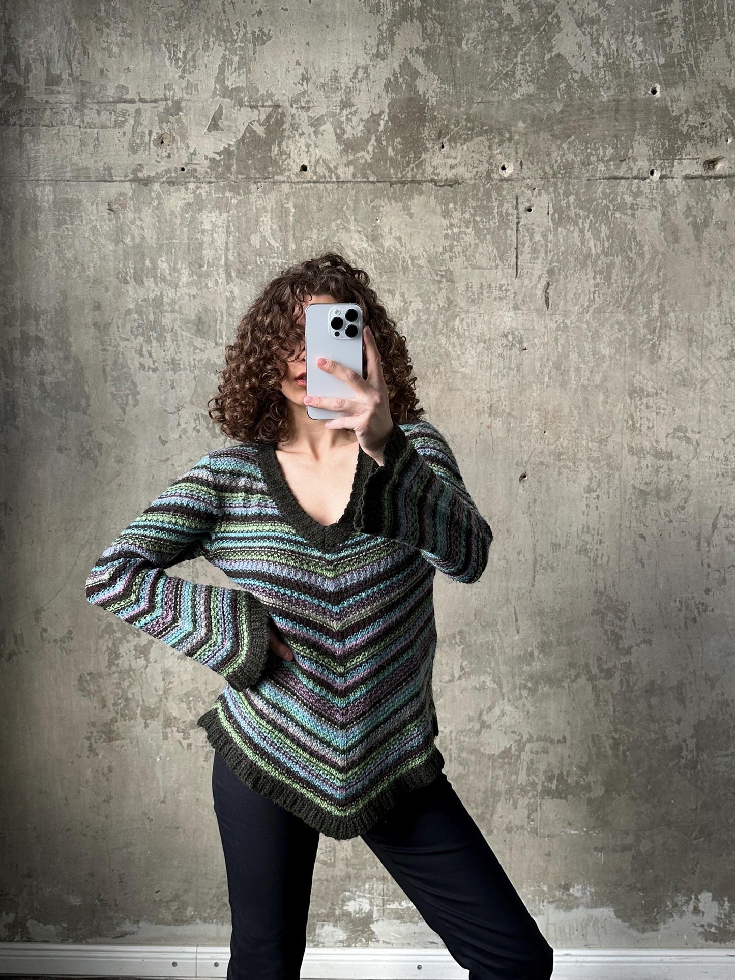 Vintage mohair sweater in green, 80s fuzzy oversized pullover